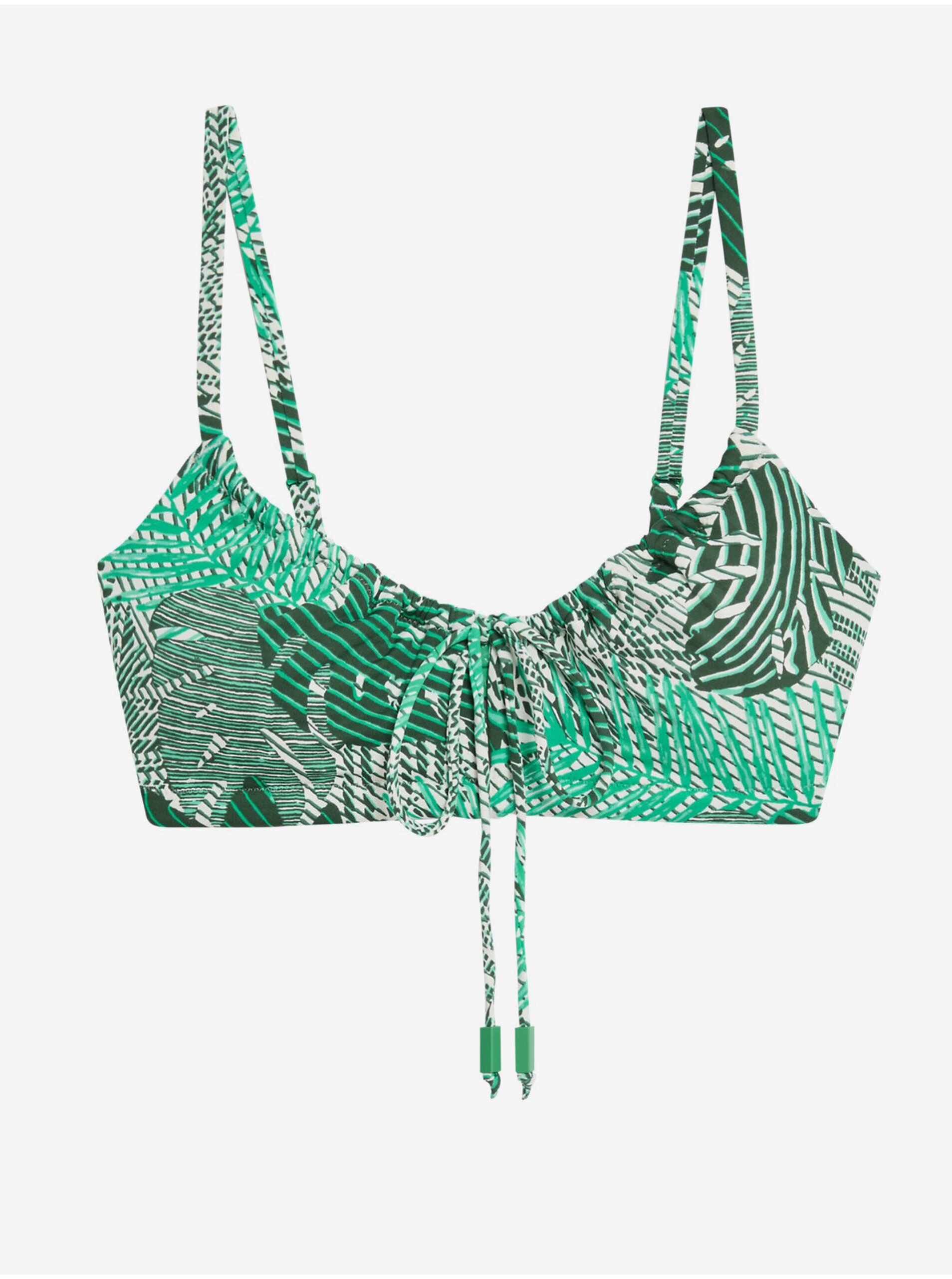 Lacno Zelený dámsky vzorovaný vystužený horný diel plaviek Marks & Spencer