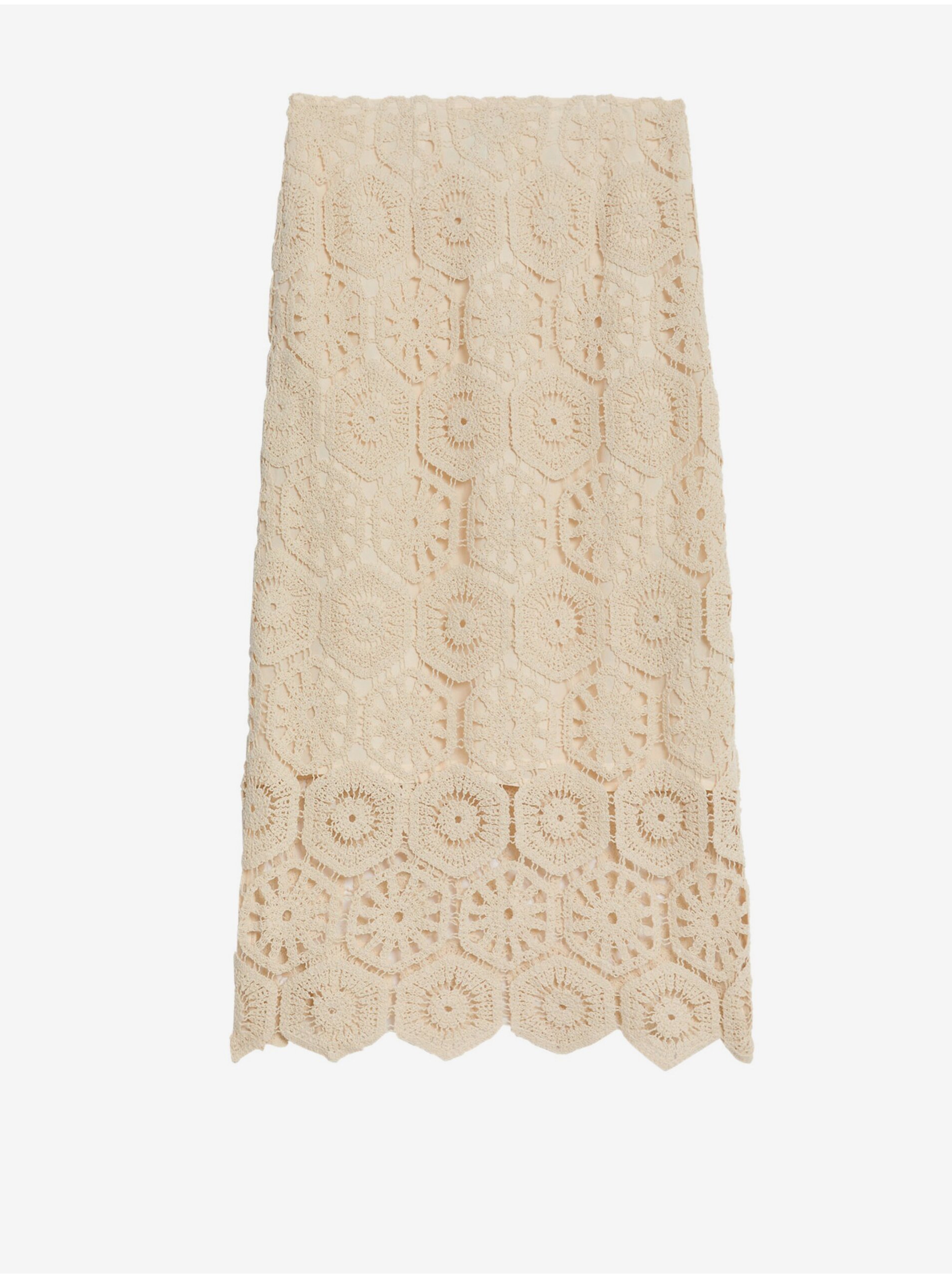Levně Béžová dámská pletená pouzdrová sukně Marks & Spencer