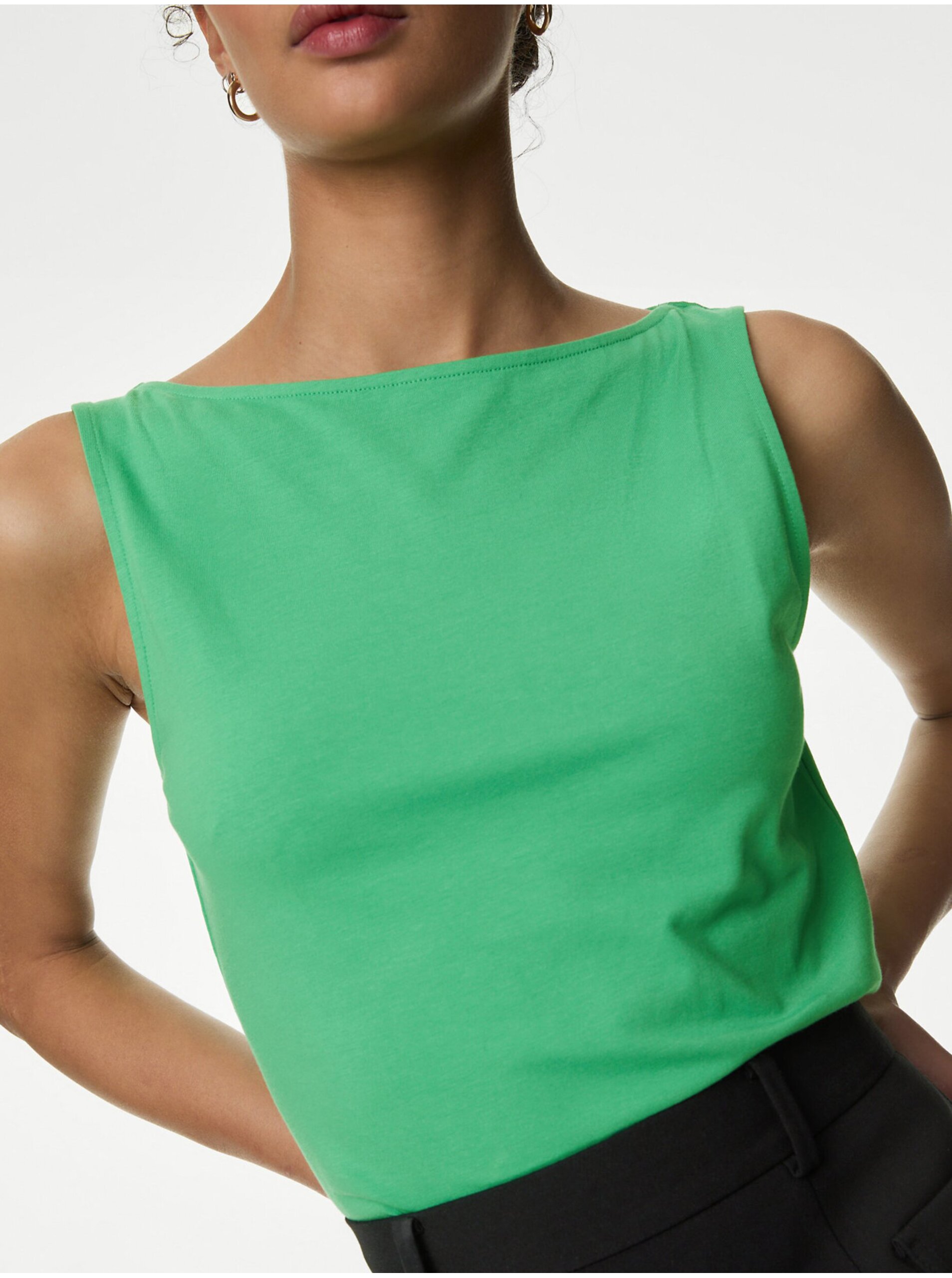 Levně Zelené dámské tílko s vysokým podílem bavlny Marks & Spencer
