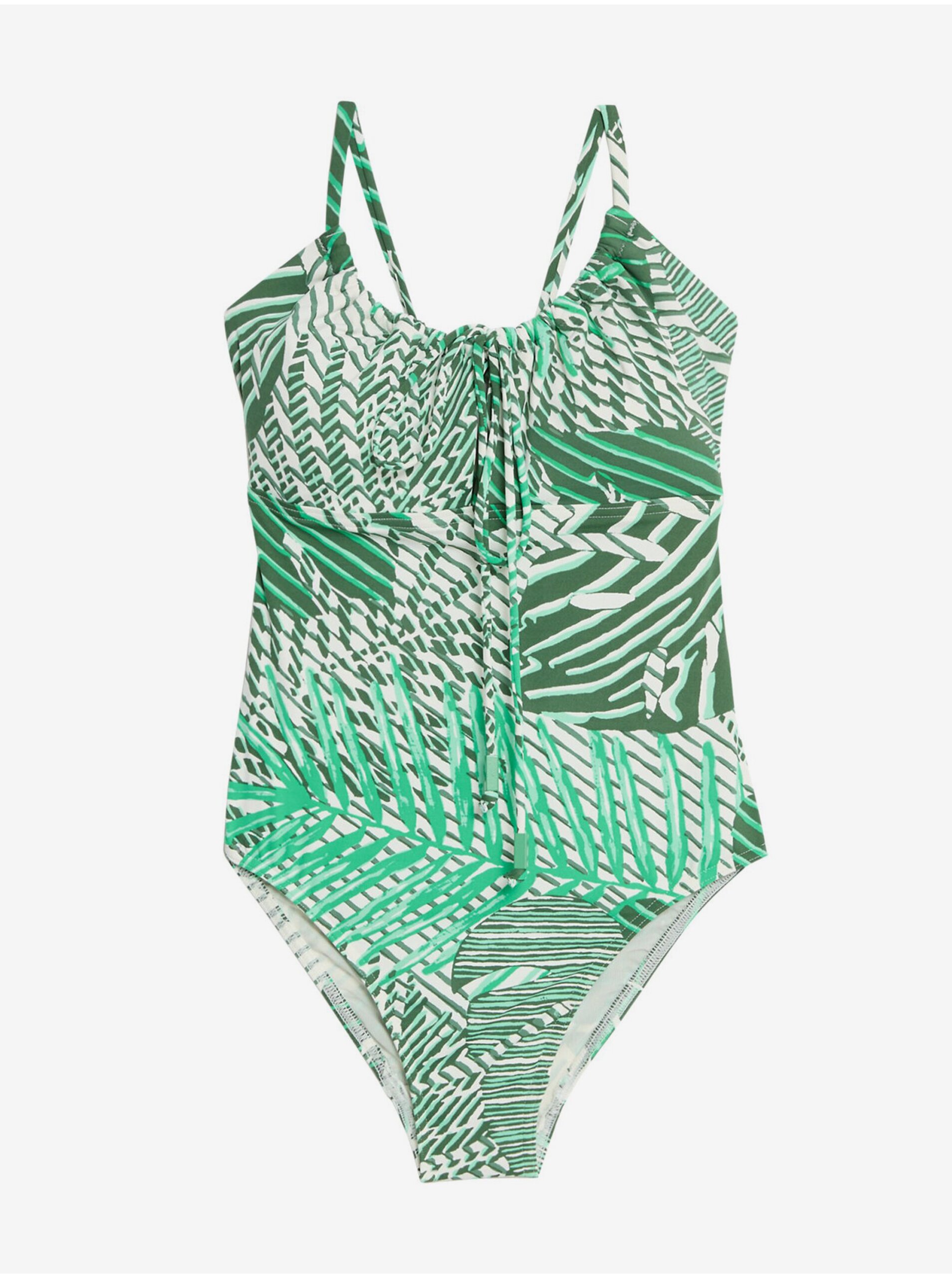 Lacno Zelené dámske vzorované jednodielne plavky Marks & Spencer
