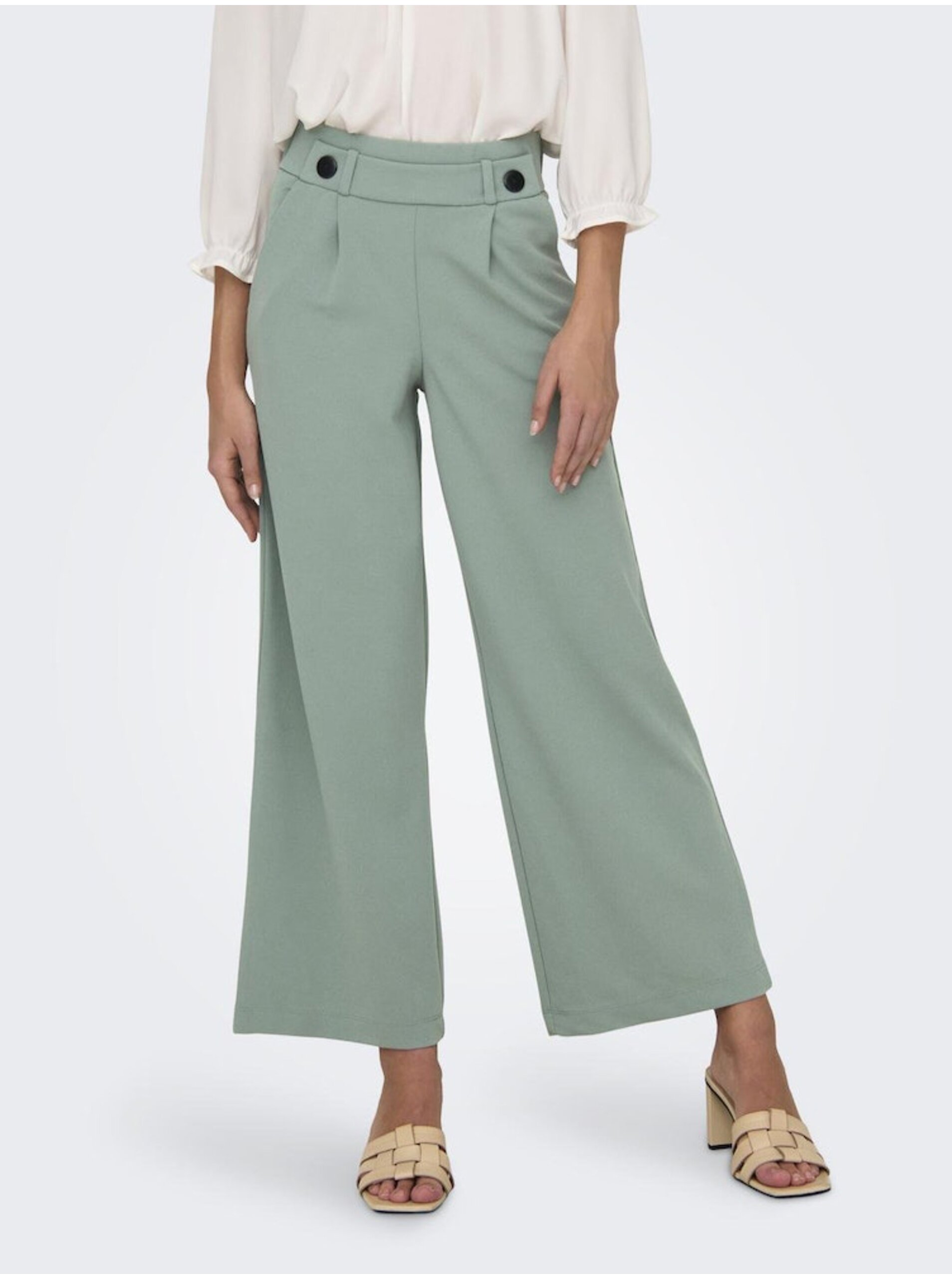 E-shop Svetlo zelené dámske široké nohavice JDY Geggo