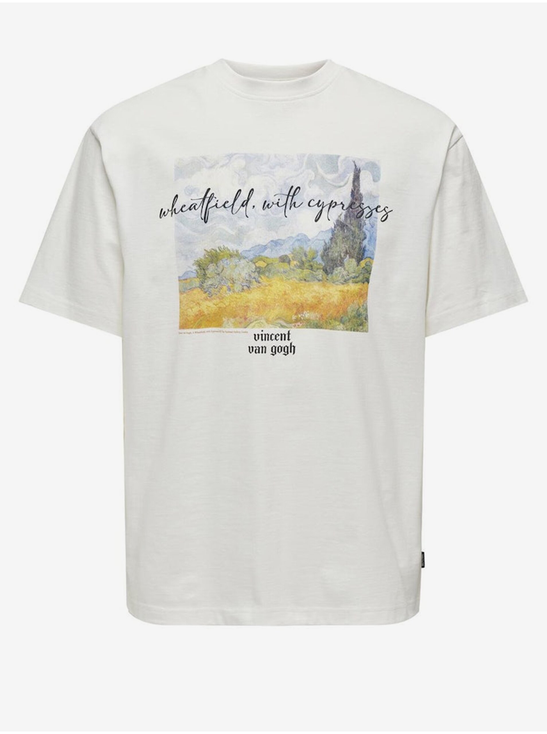 E-shop Bílé pánské tričko ONLY & SONS Art