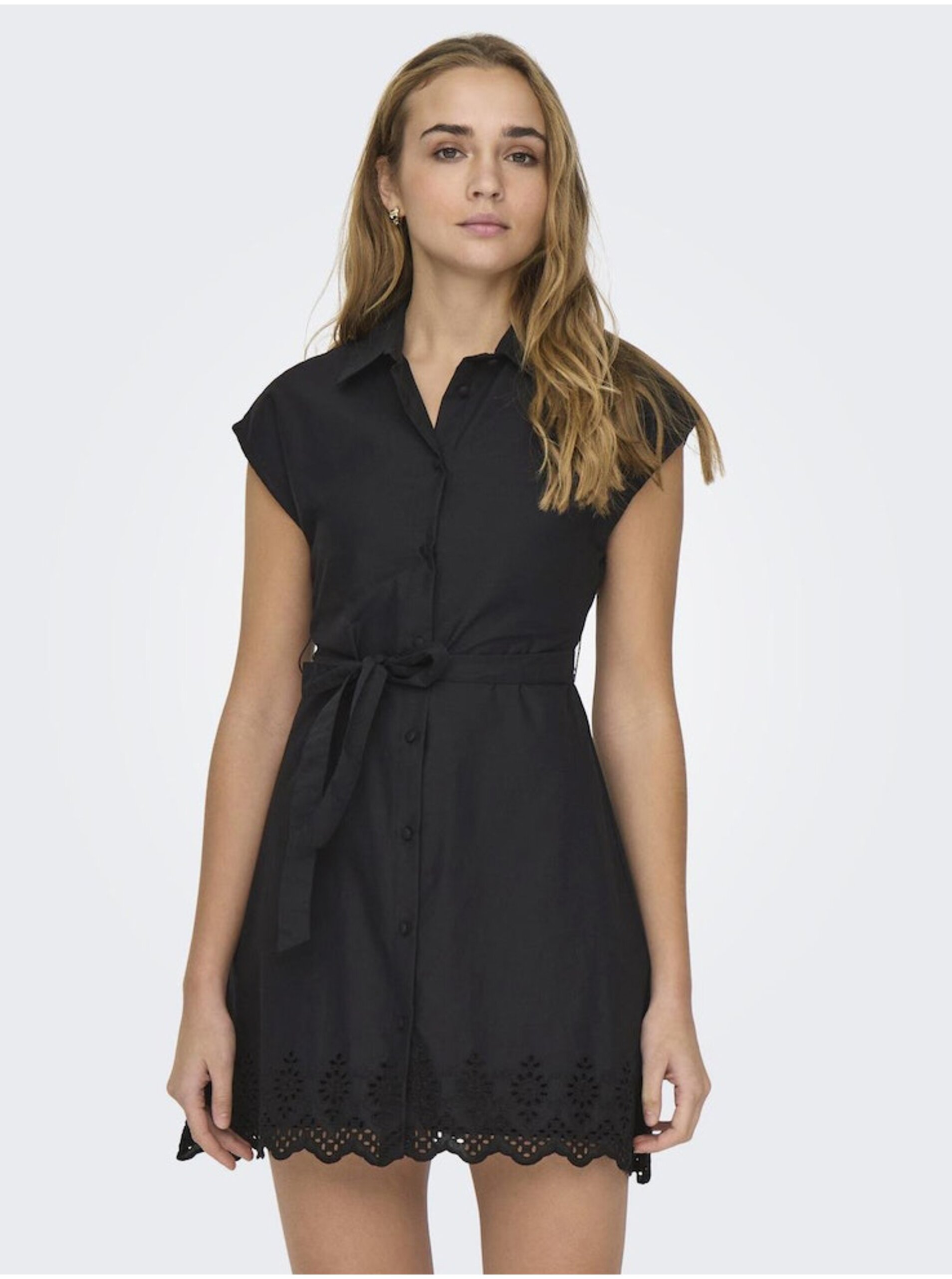 E-shop Černé dámské košilové šaty ONLY Lou