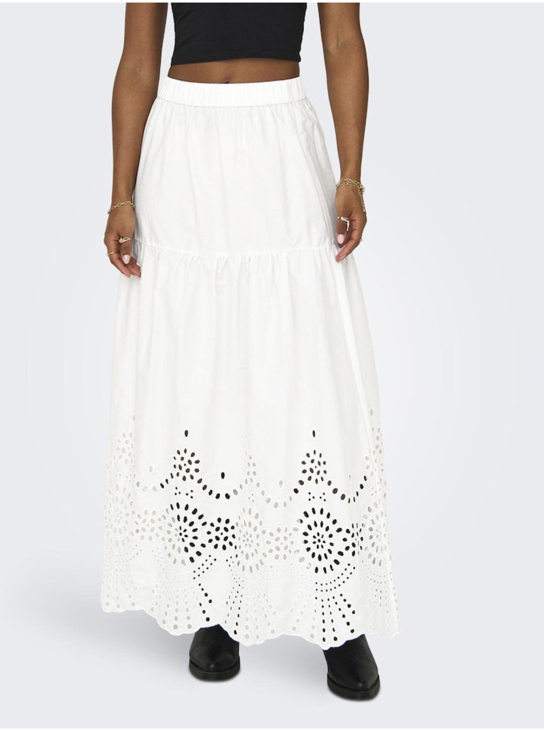 E-shop Bílá dámská maxi sukně ONLY Roxanne