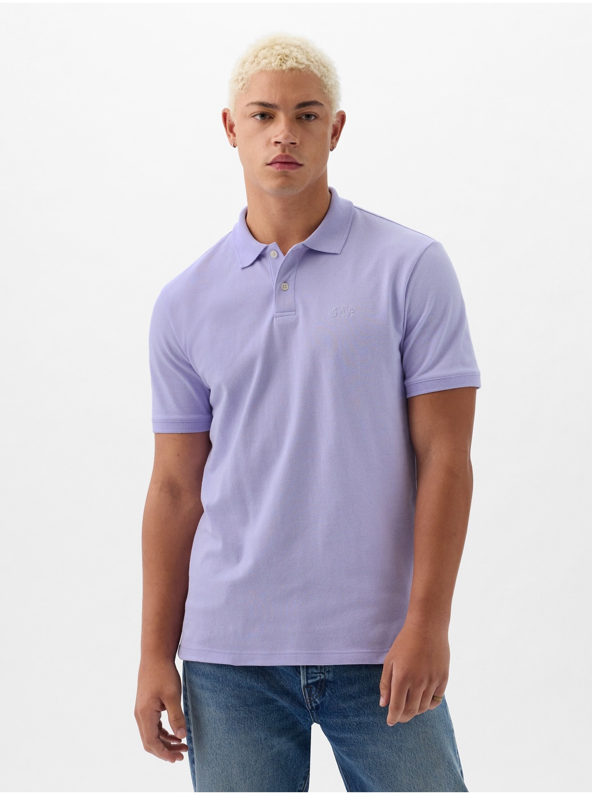 Lacno Svetlo fialové pánske polo tričko GAP