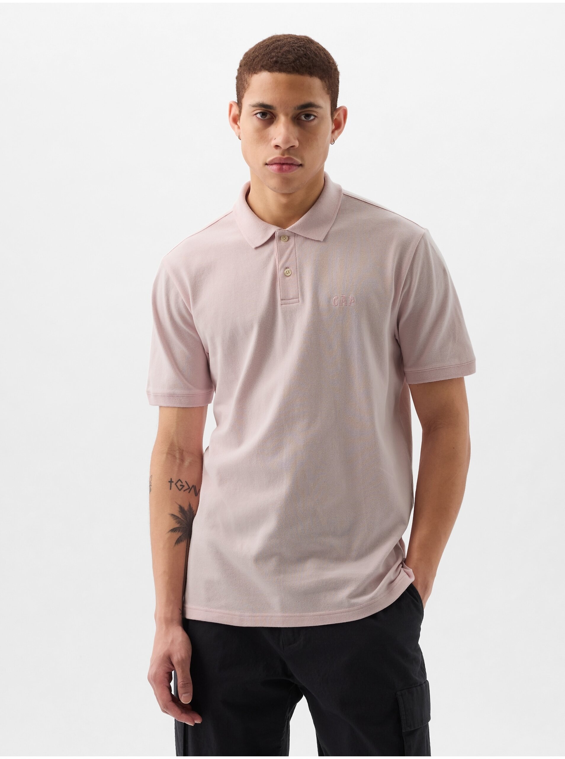 E-shop Ružové pánske polo tričko GAP