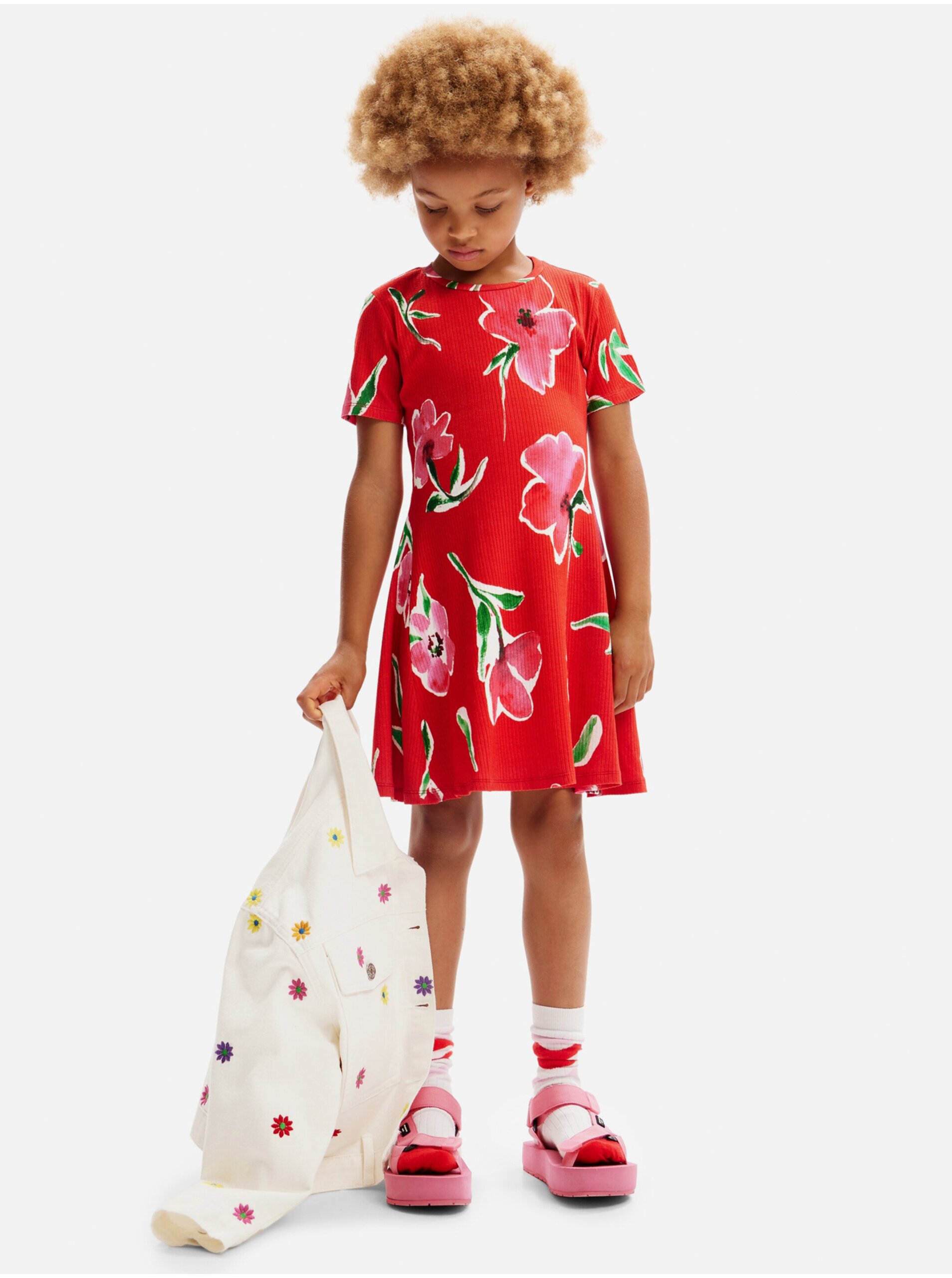 E-shop Červené dievčenské kvetované šaty Desigual Belisa