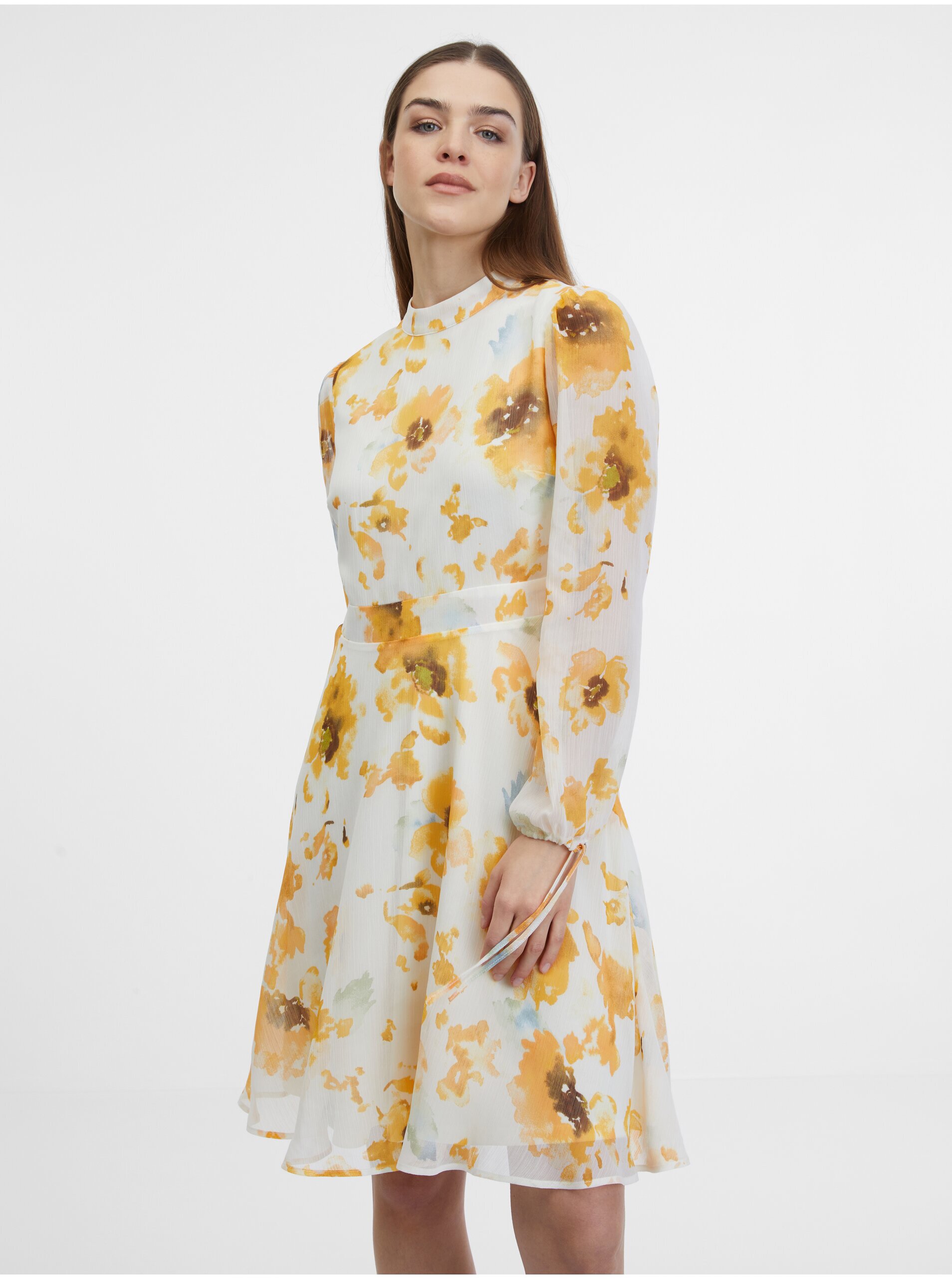 Levně Bílé dámské květované šaty ORSAY