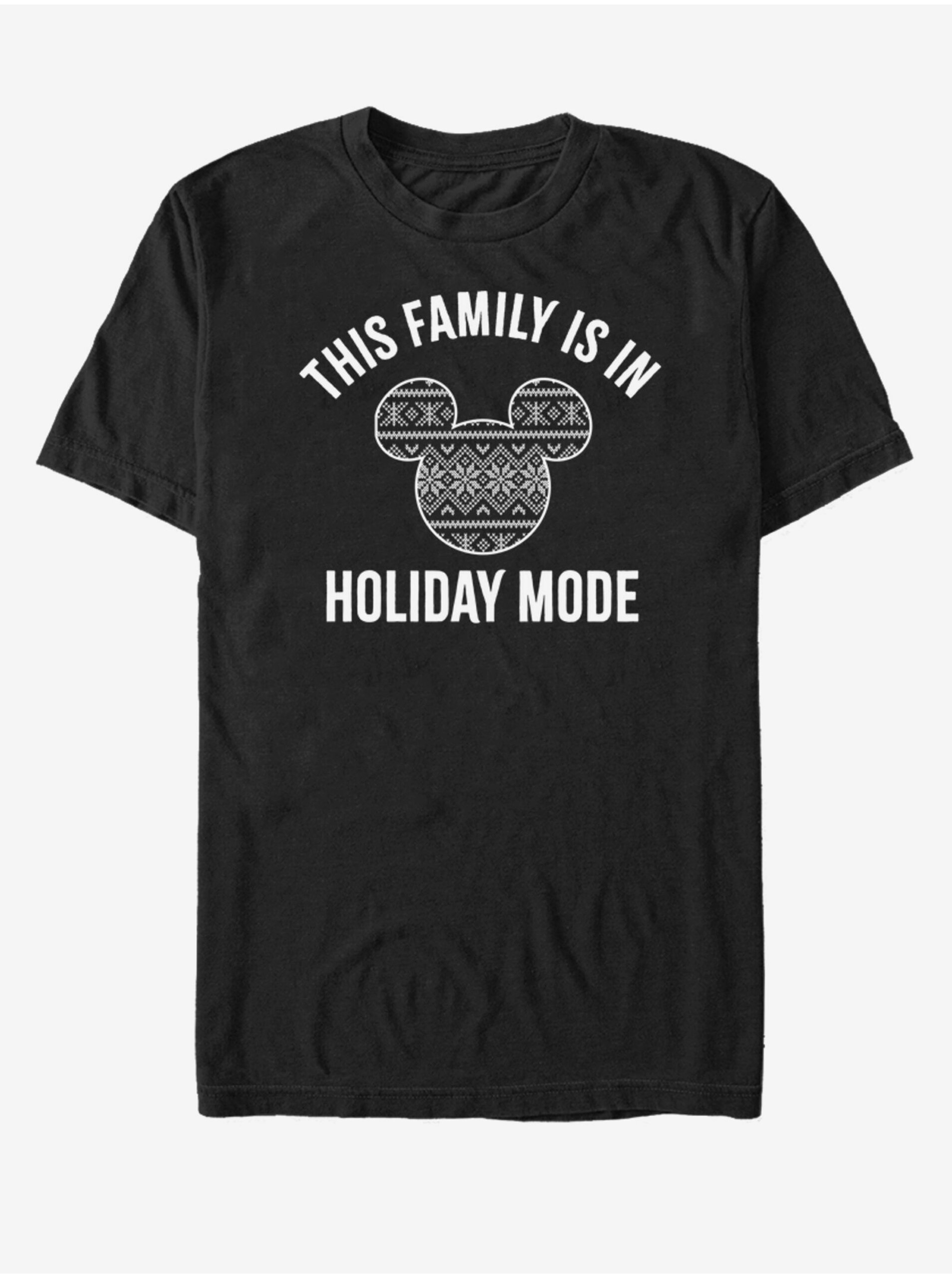 Levně Černé unisex tričko Disney Family Holiday Mode
