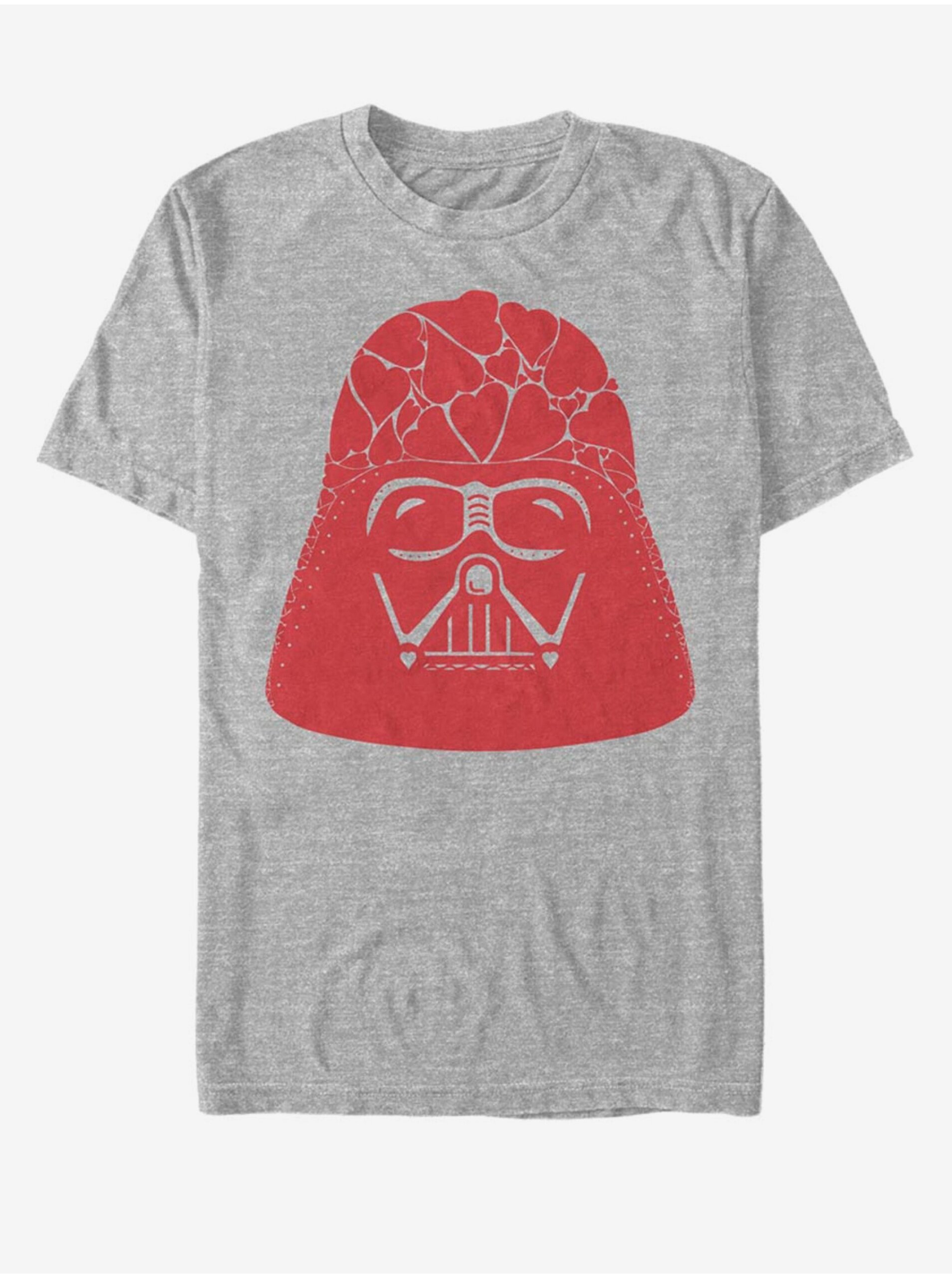 Levně Světle šedé unisex tričko Star Wars Vader Heart Helmet