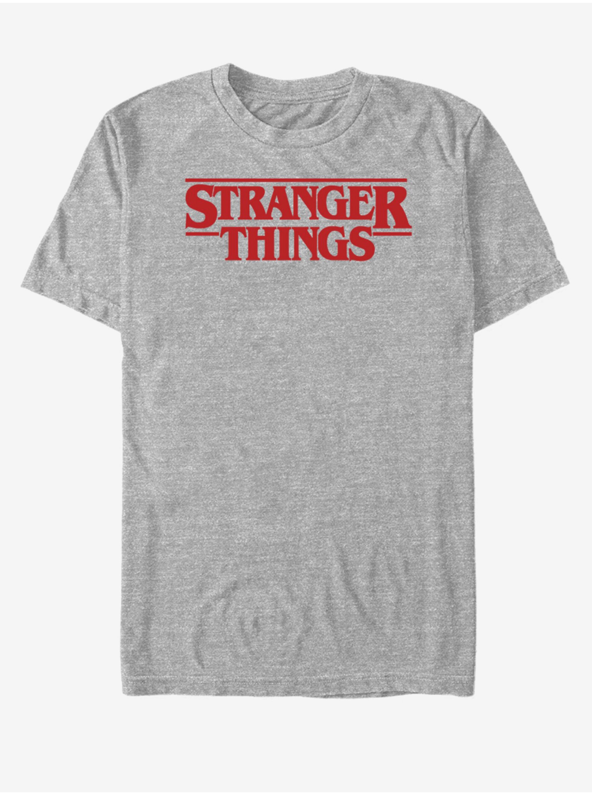 Levně Šedé unisex tričko Netflix Stranger Red Logo