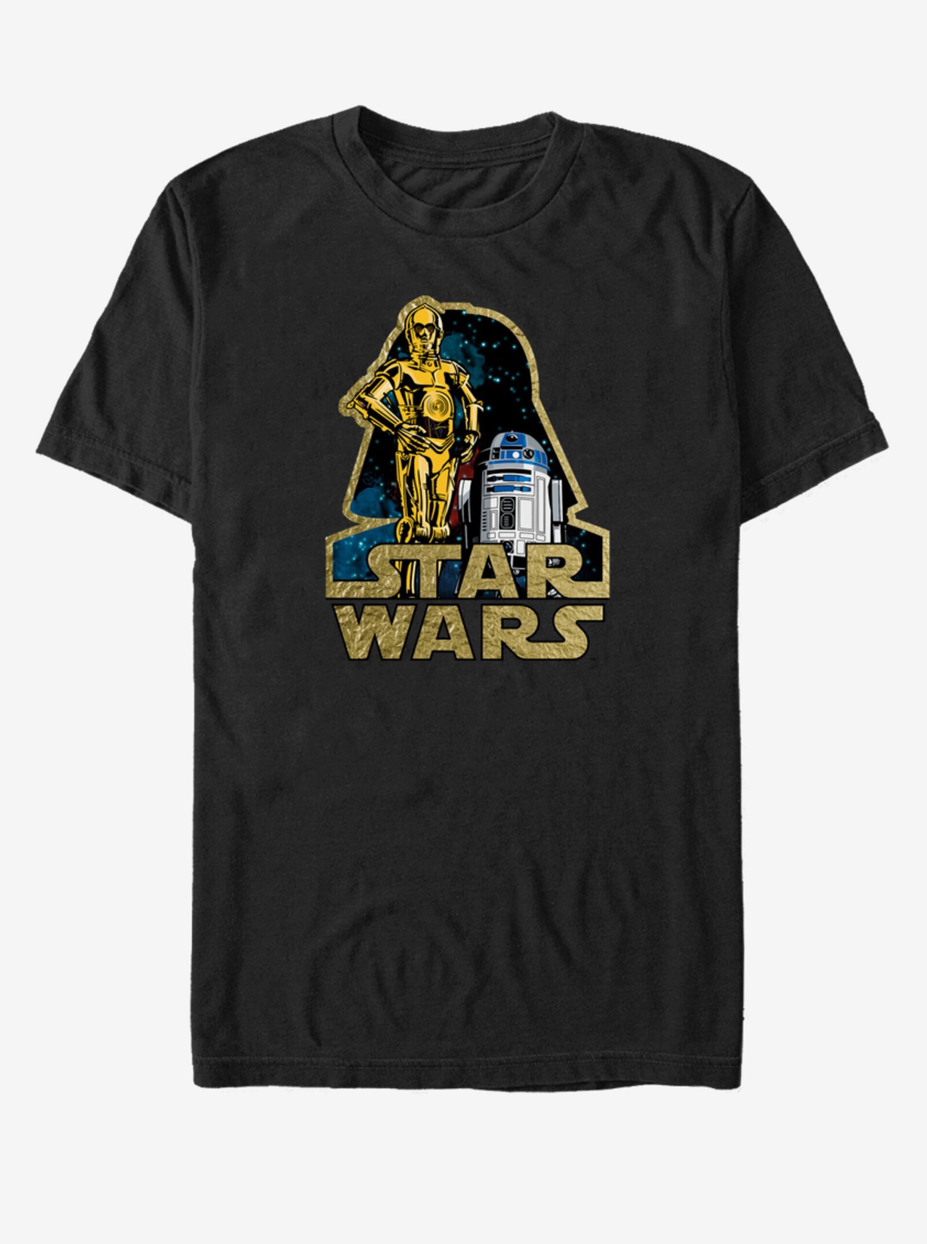 Levně Černé unisex tričko Star Wars Shiny Droids