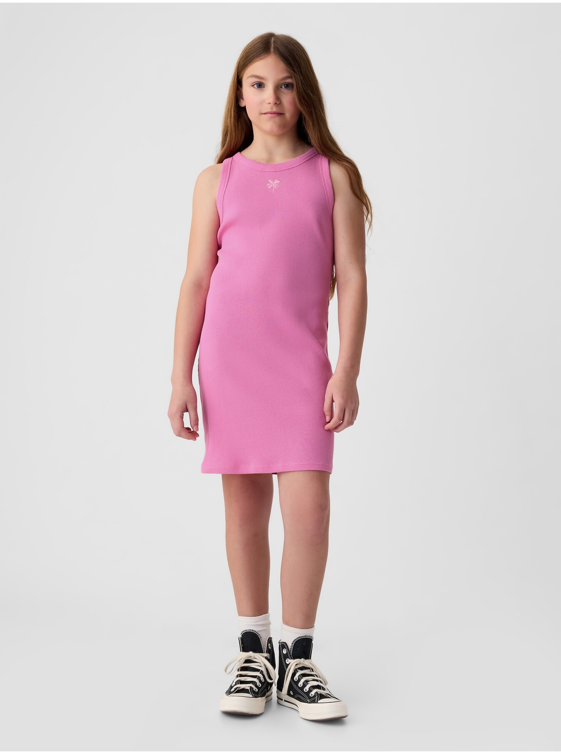 Lacno Ružové dievčenské rebrované šaty GAP