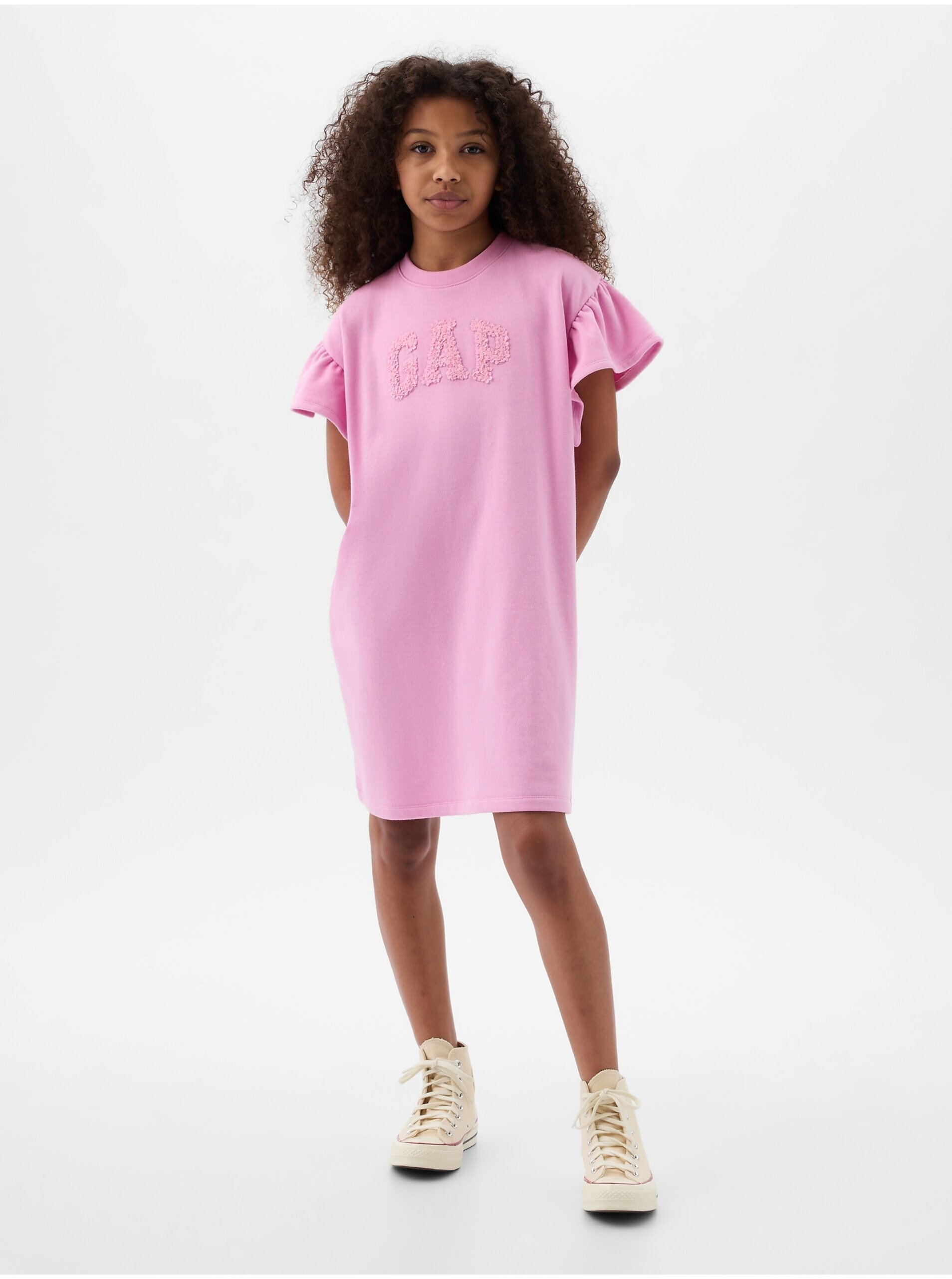 Levně Růžové holčičí mikinové šaty GAP