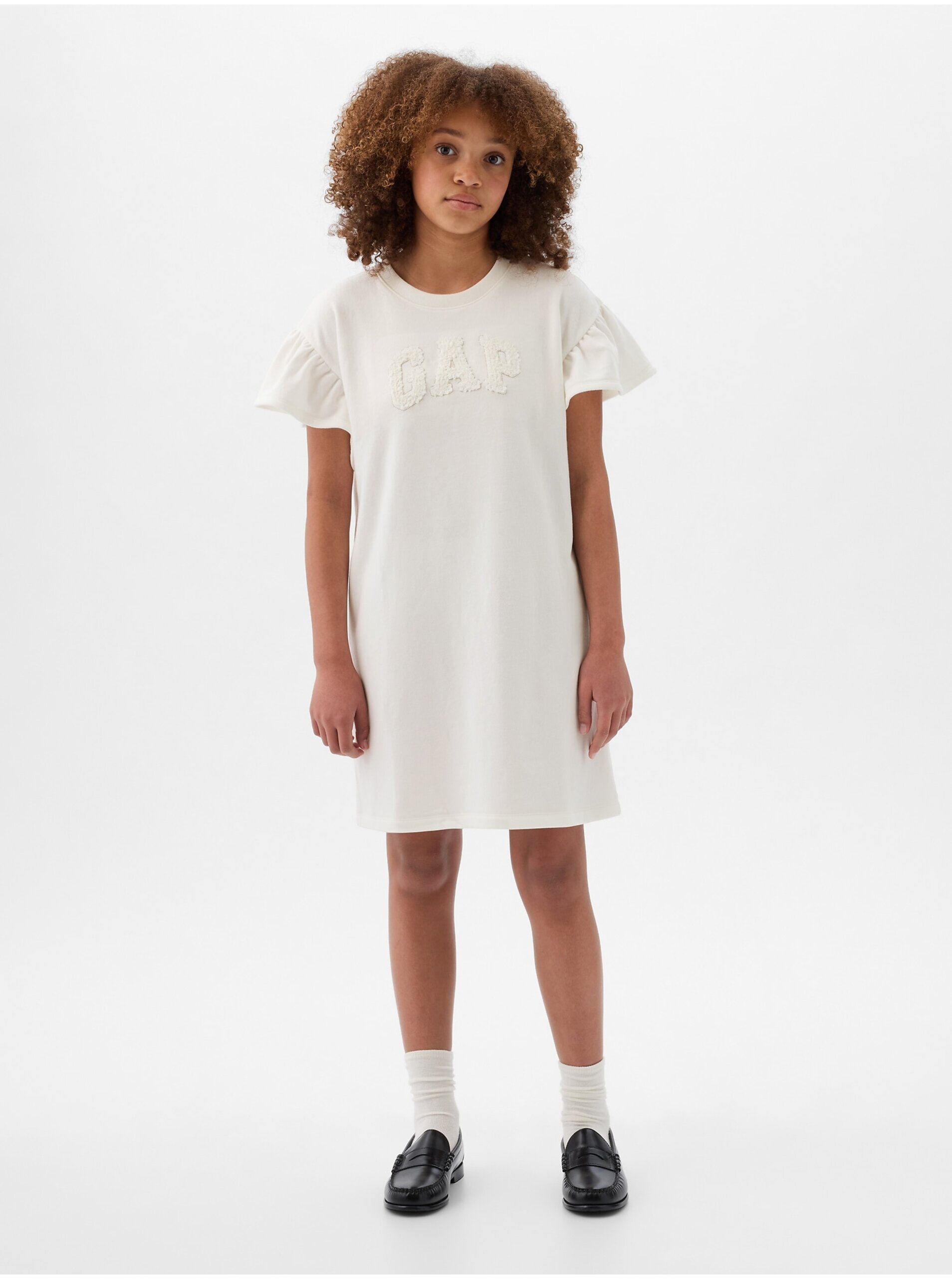 E-shop Bílé holčičí mikinové šaty GAP