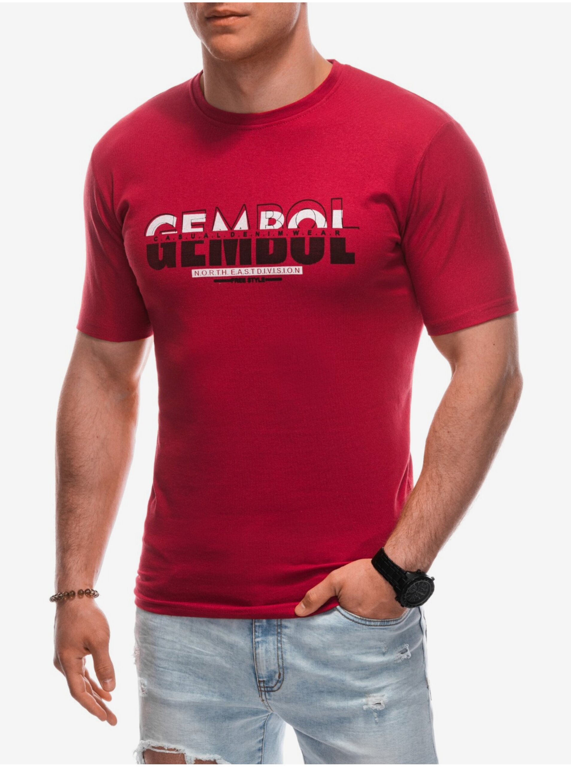 Levně Červené pánské tričko Edoti
