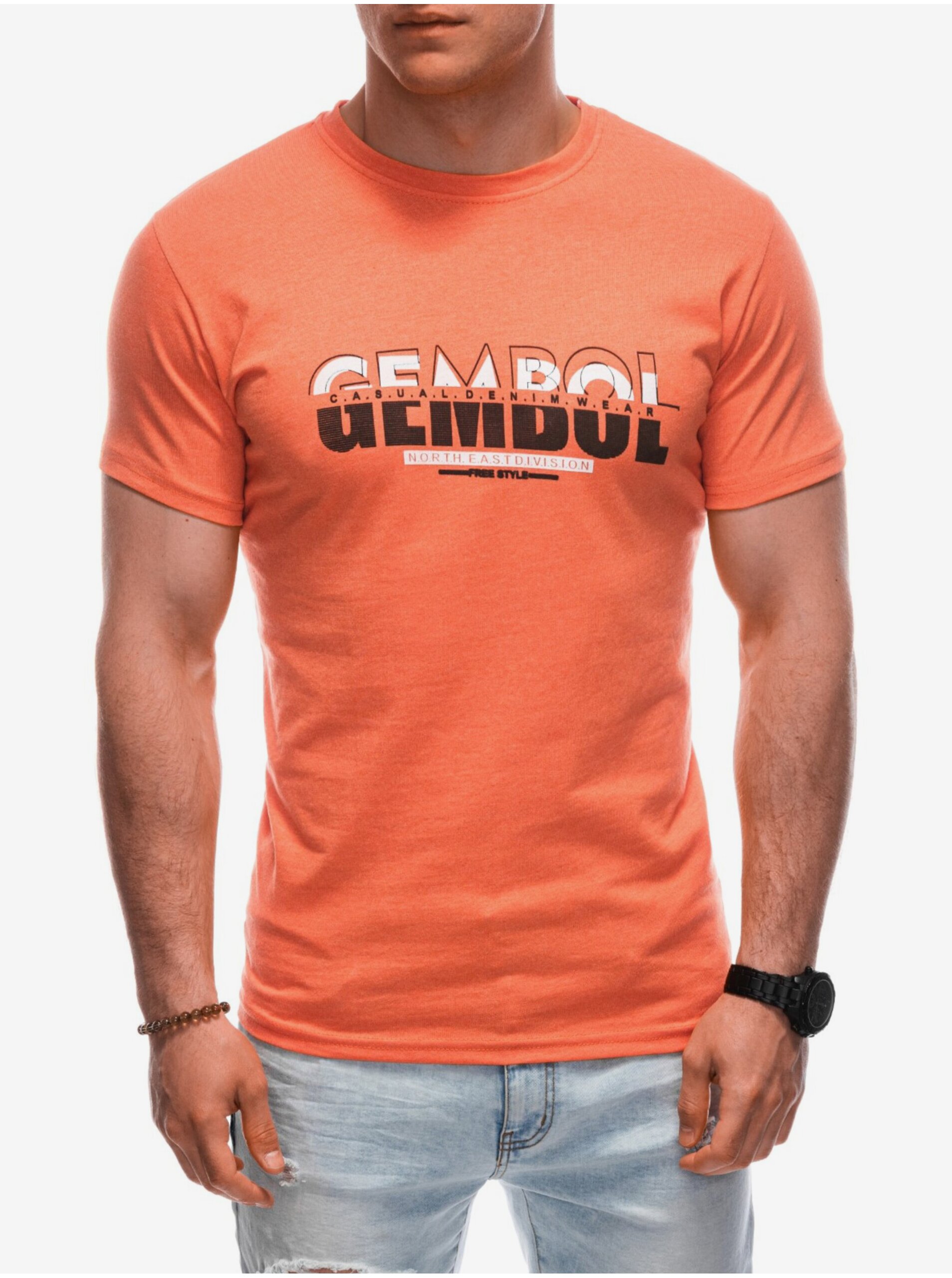 Lacno Oranžové pánske tričko Edoti