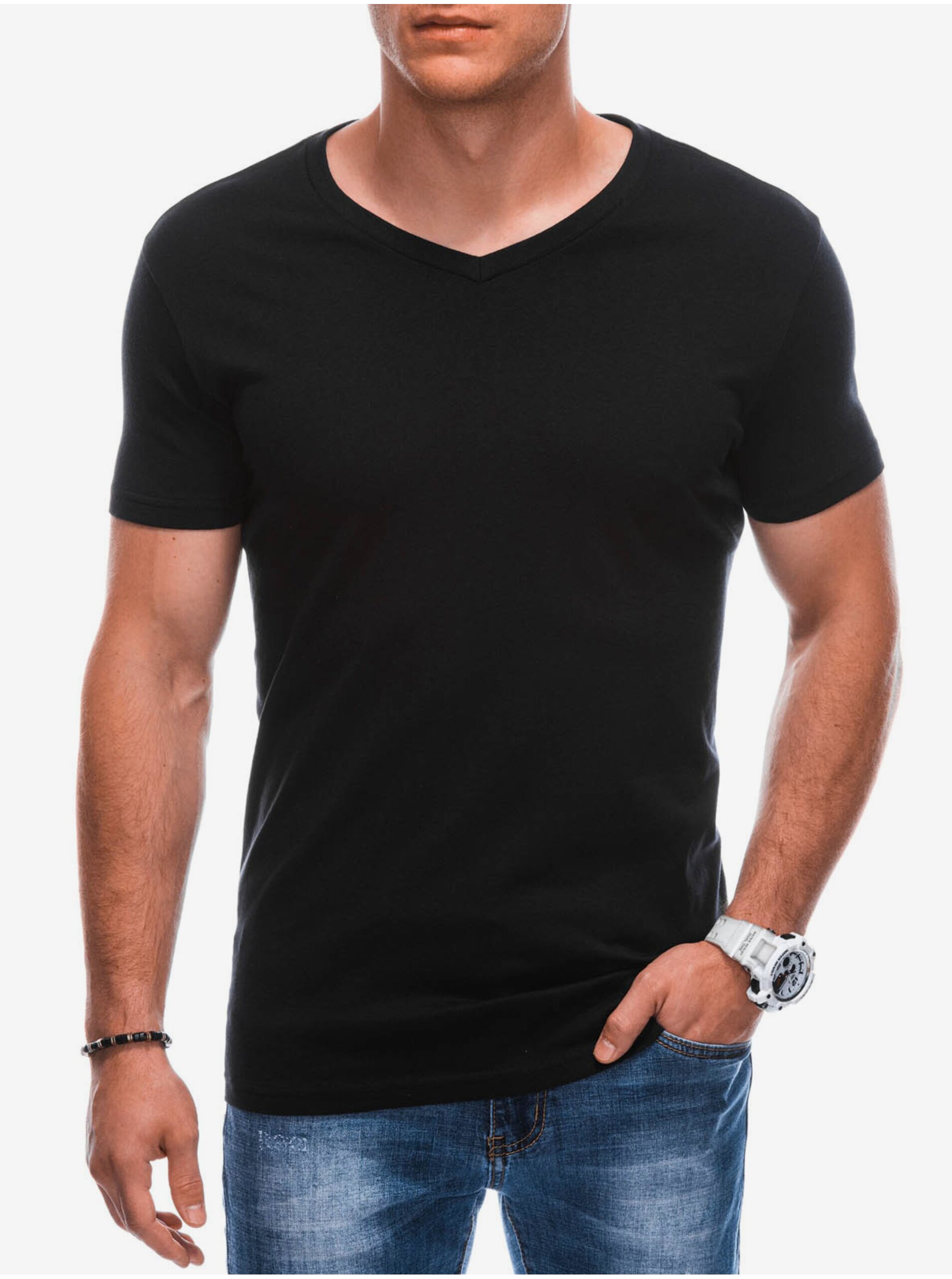 Lacno Čierne pánske basic tričko Edoti