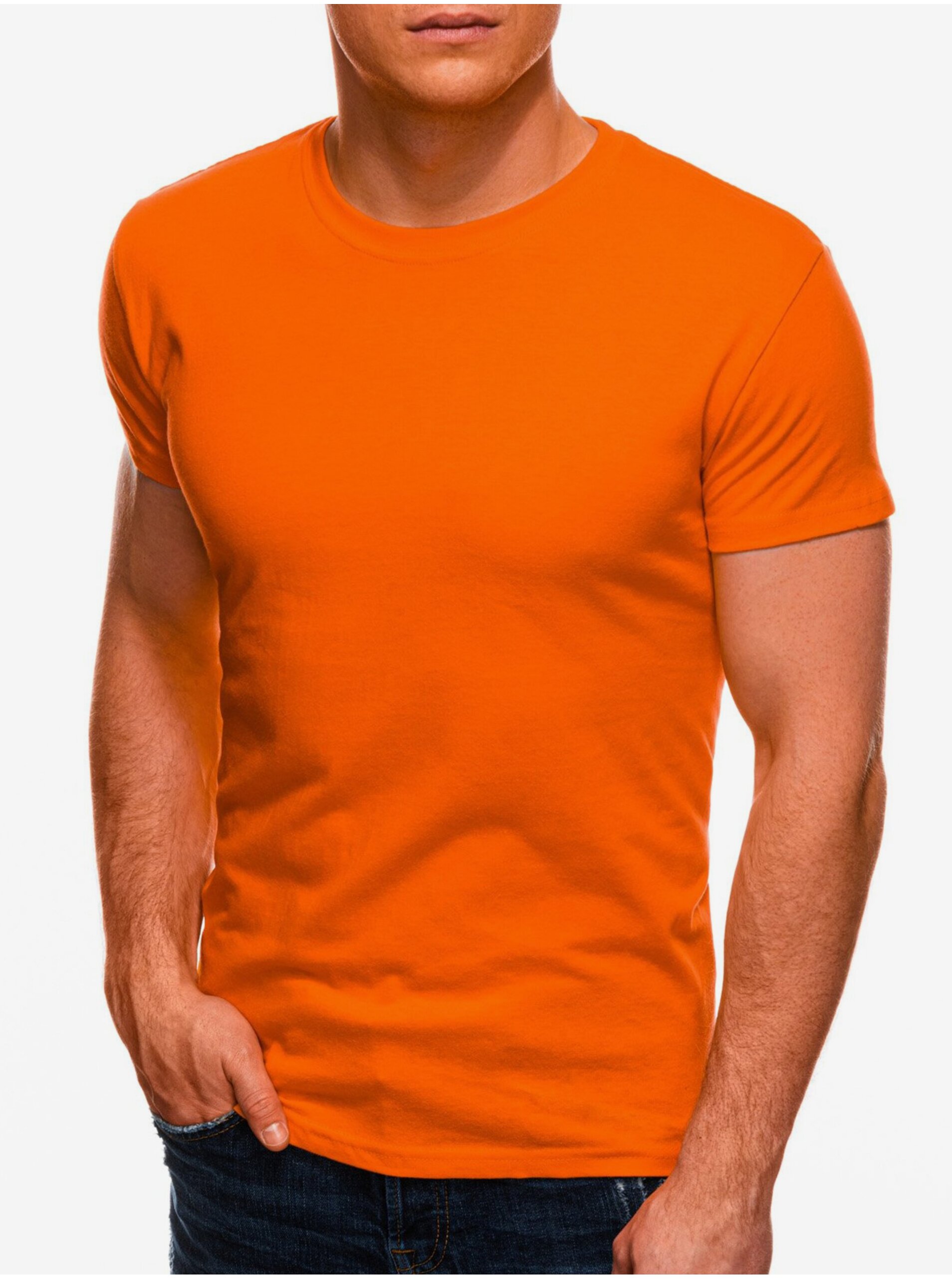 Levně Oranžové pánské basic tričko Edoti