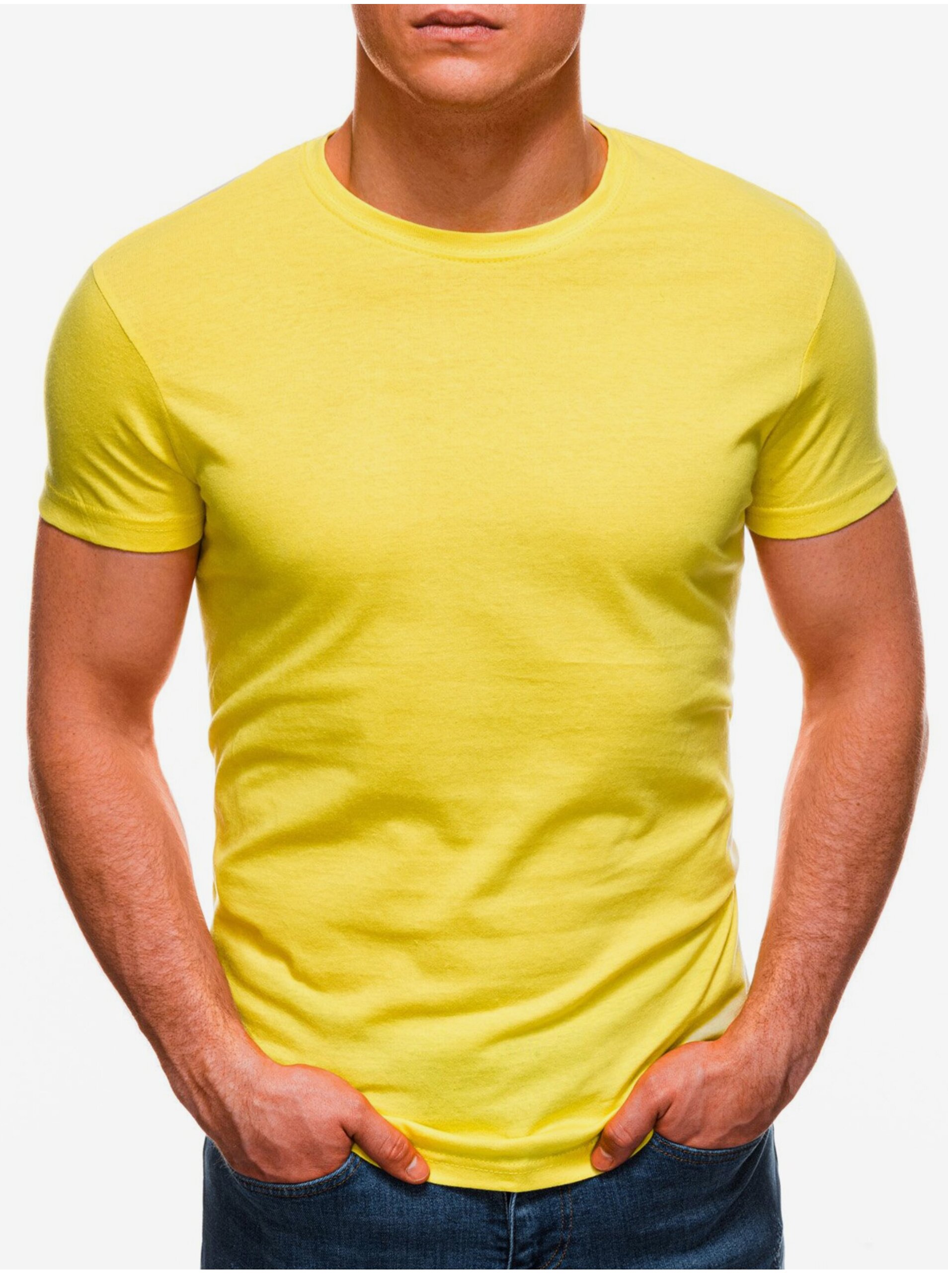 Lacno Žlté pánske basic tričko Edoti