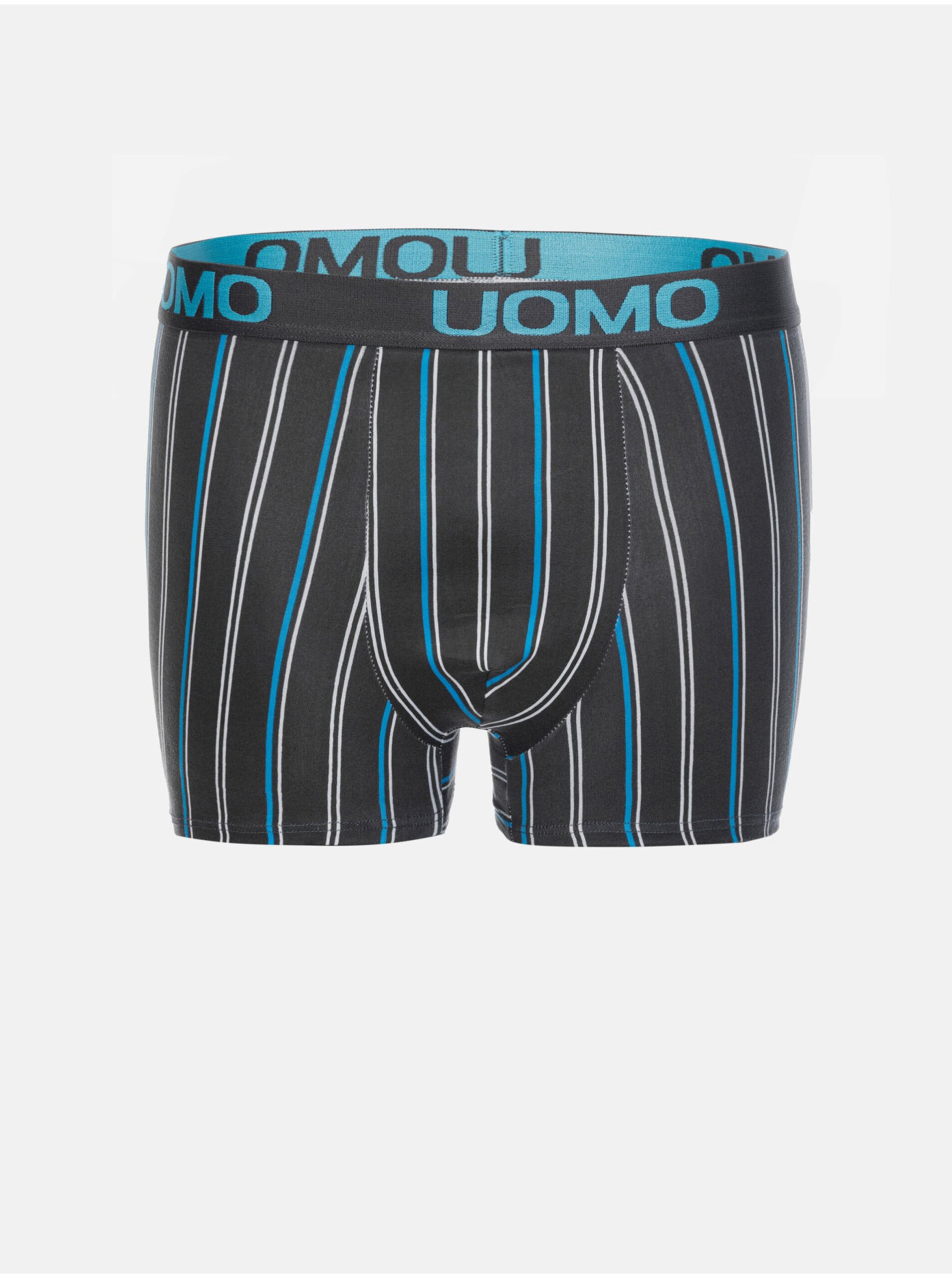 E-shop Modro-sivé pánské pruhované boxerky Edoti