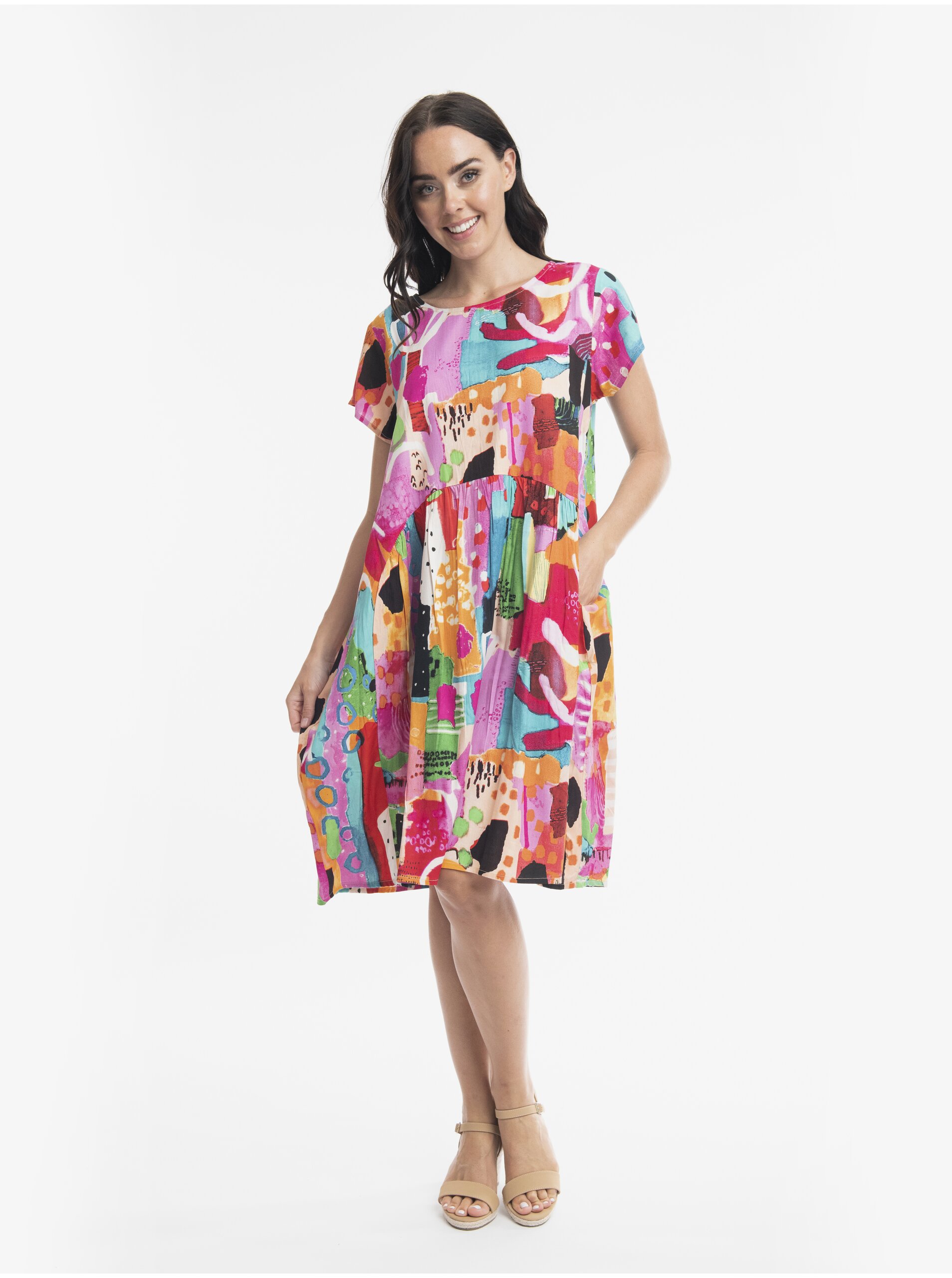 E-shop Ružové dámske vzorované šaty Orientique Alanya