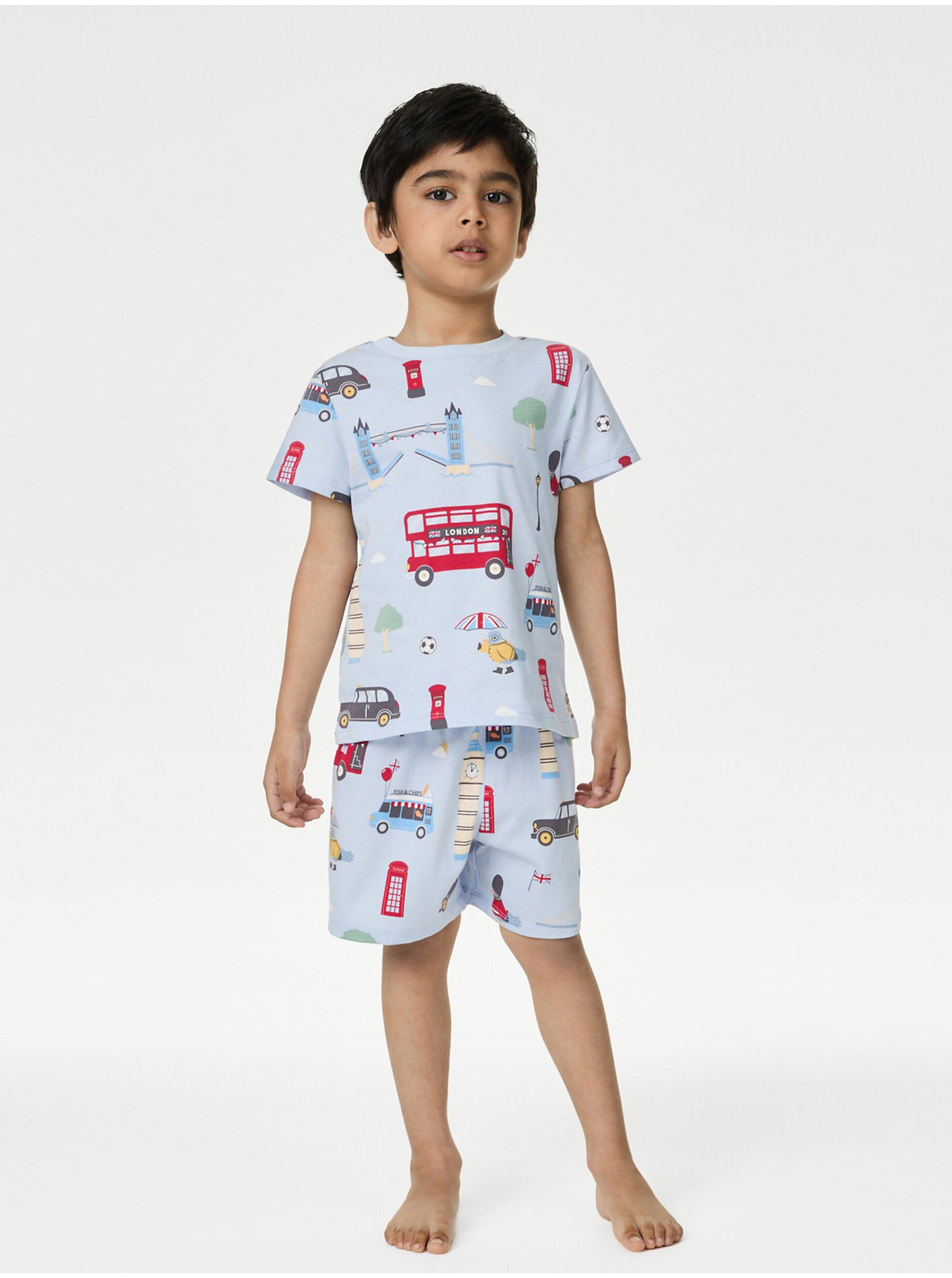 Lacno Modré chlapčenské pyžamo s potlačou Marks & Spencer