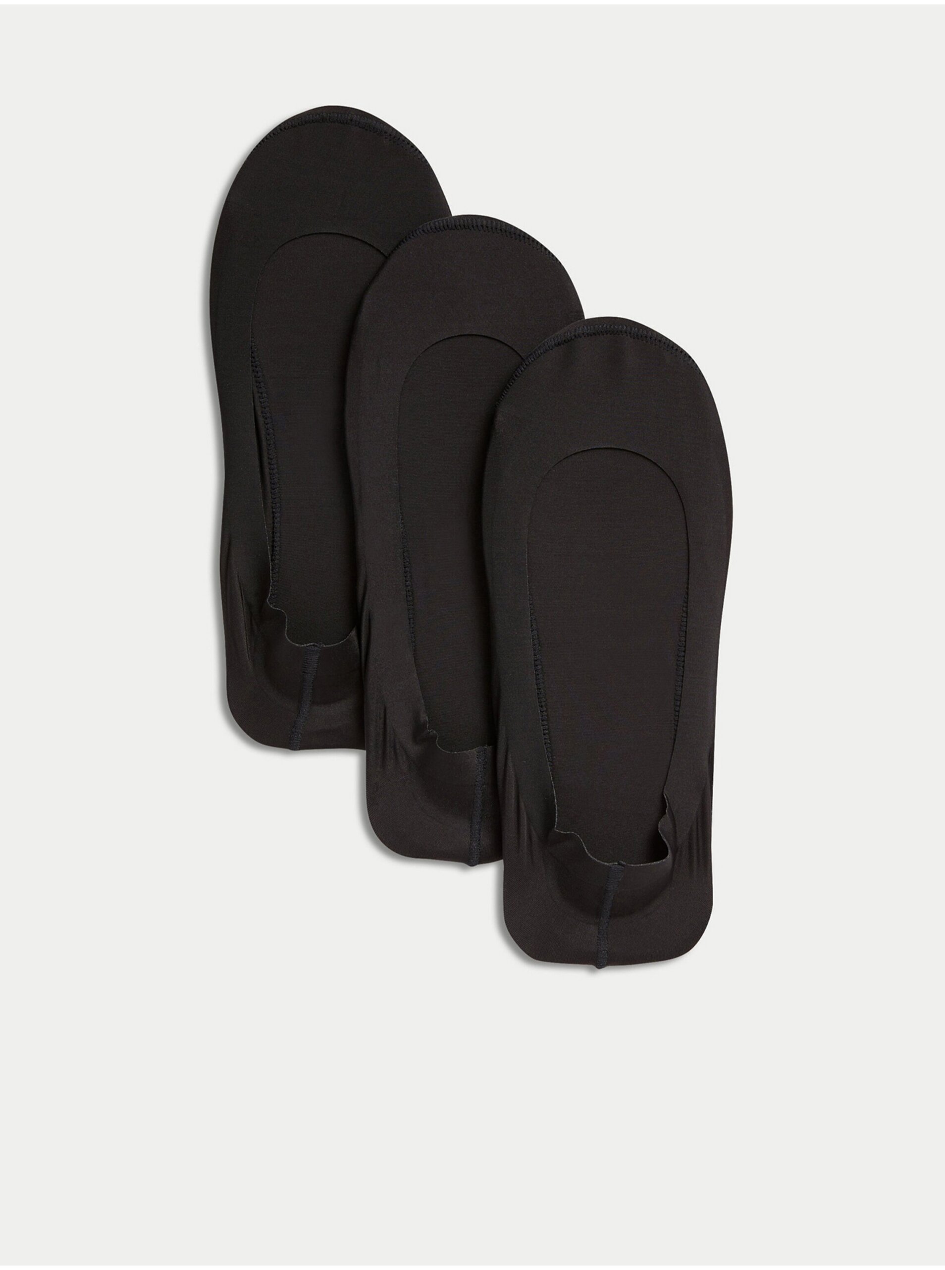 Levně Sada tří dámských slip on ponožek v černé barvě Marks & Spencer