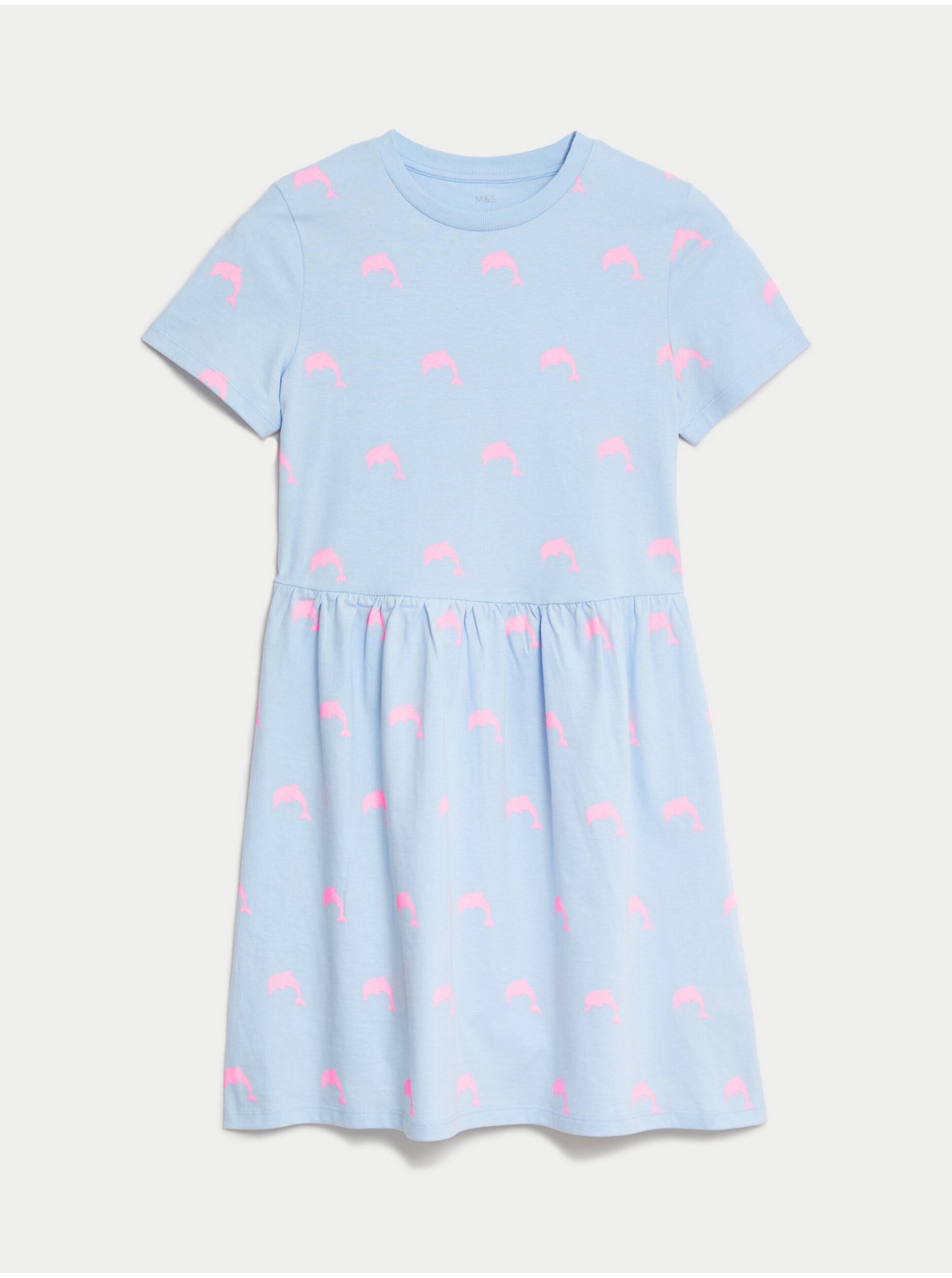 Levně Modré holčičí vzorované šaty Marks & Spencer