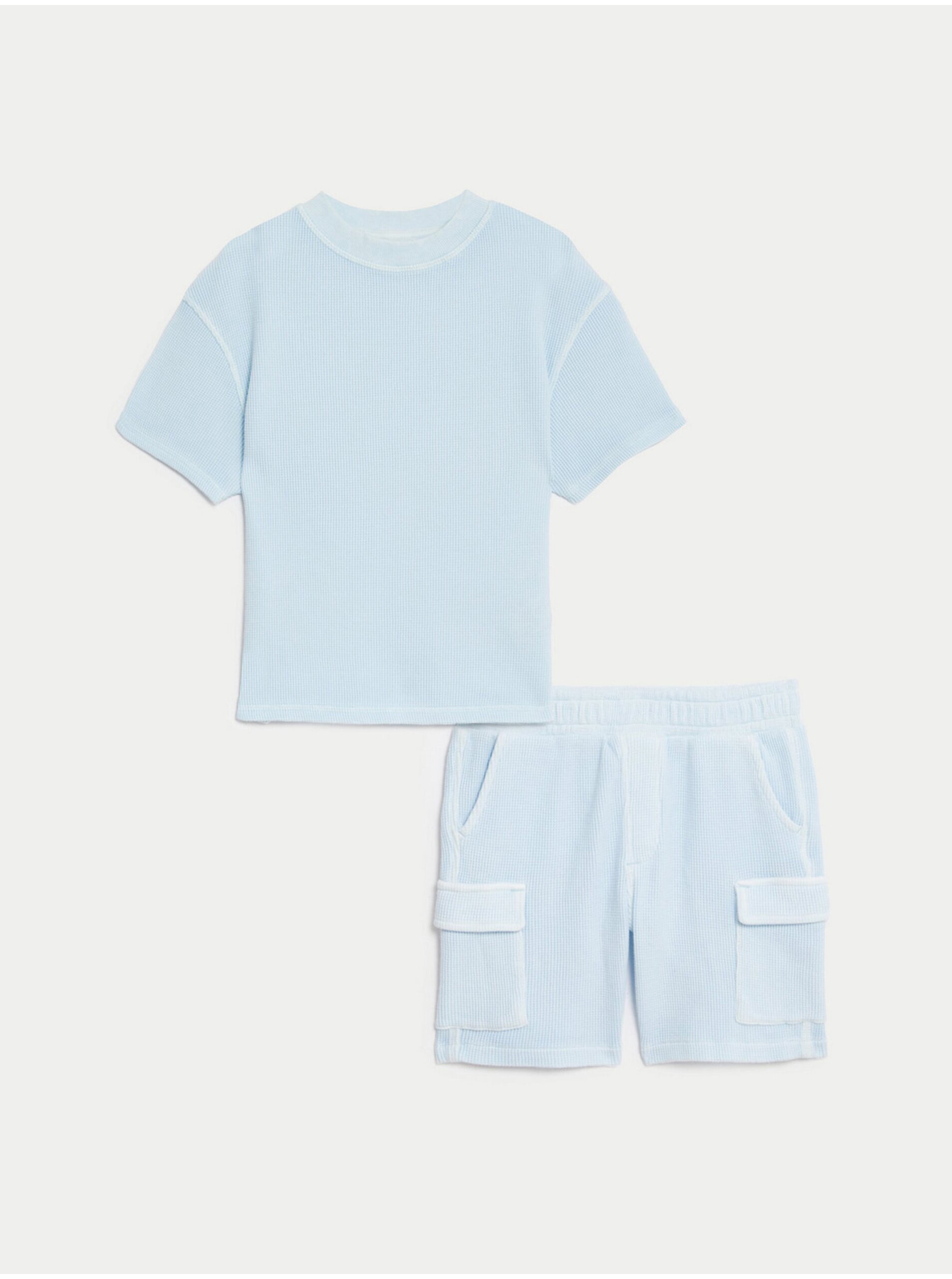 Lacno Sada chlapčenského trička a kraťas v svetlo modrej farbe Marks & Spencer