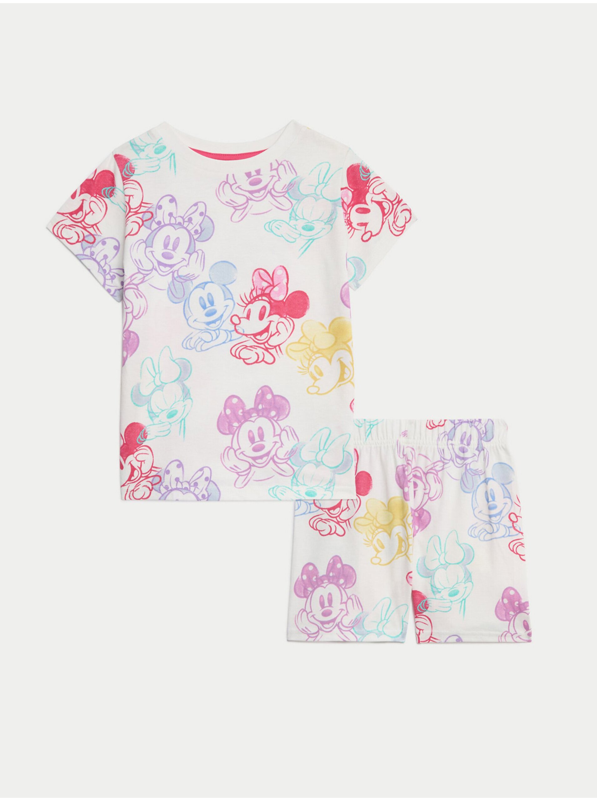 Lacno Biele dievčenské pyžamo Mickey™ a Minnie™ Marks & Spencer