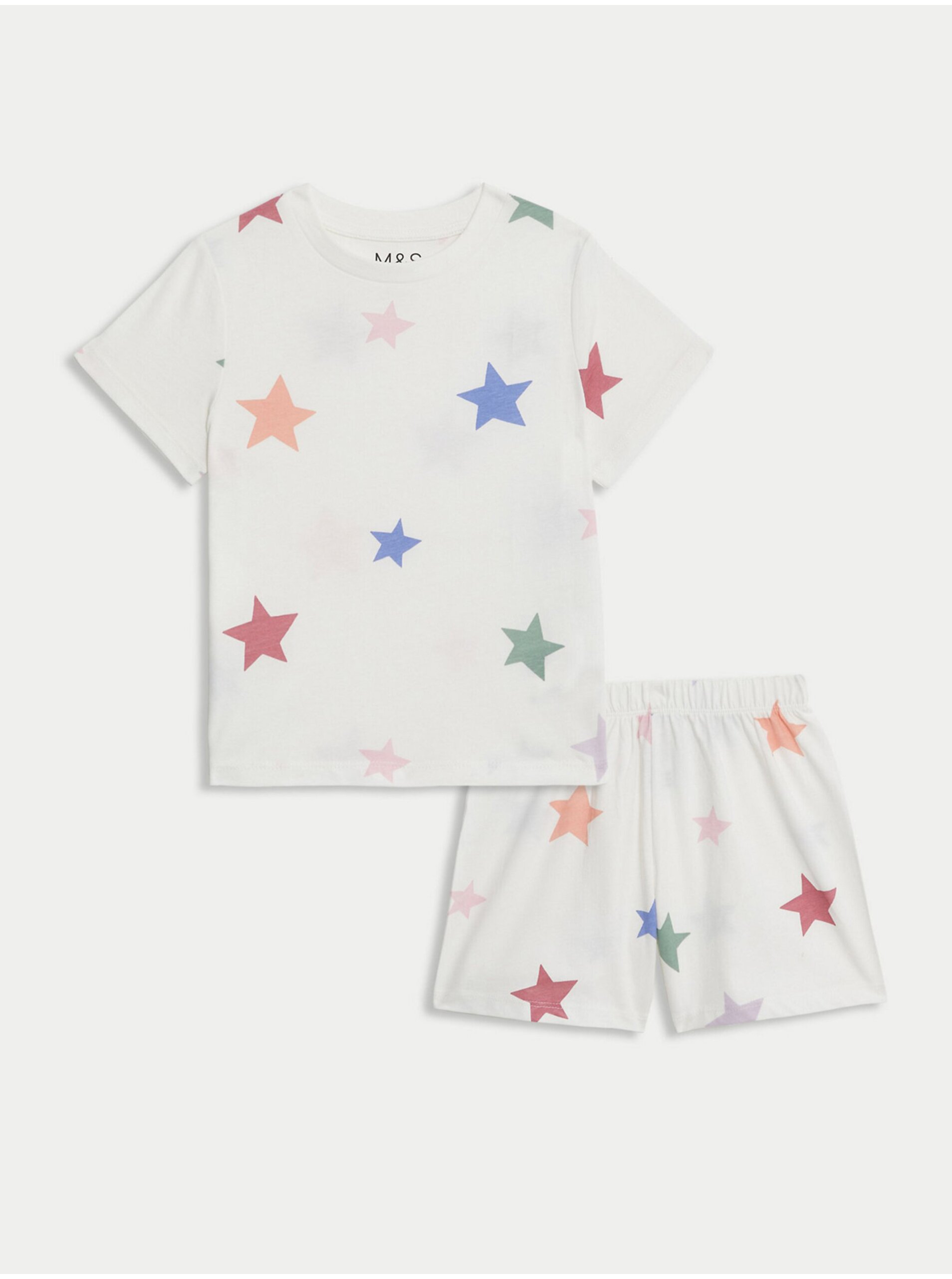 Levně Bílé holčičí pyžamo s motivem hvězdiček Marks & Spencer