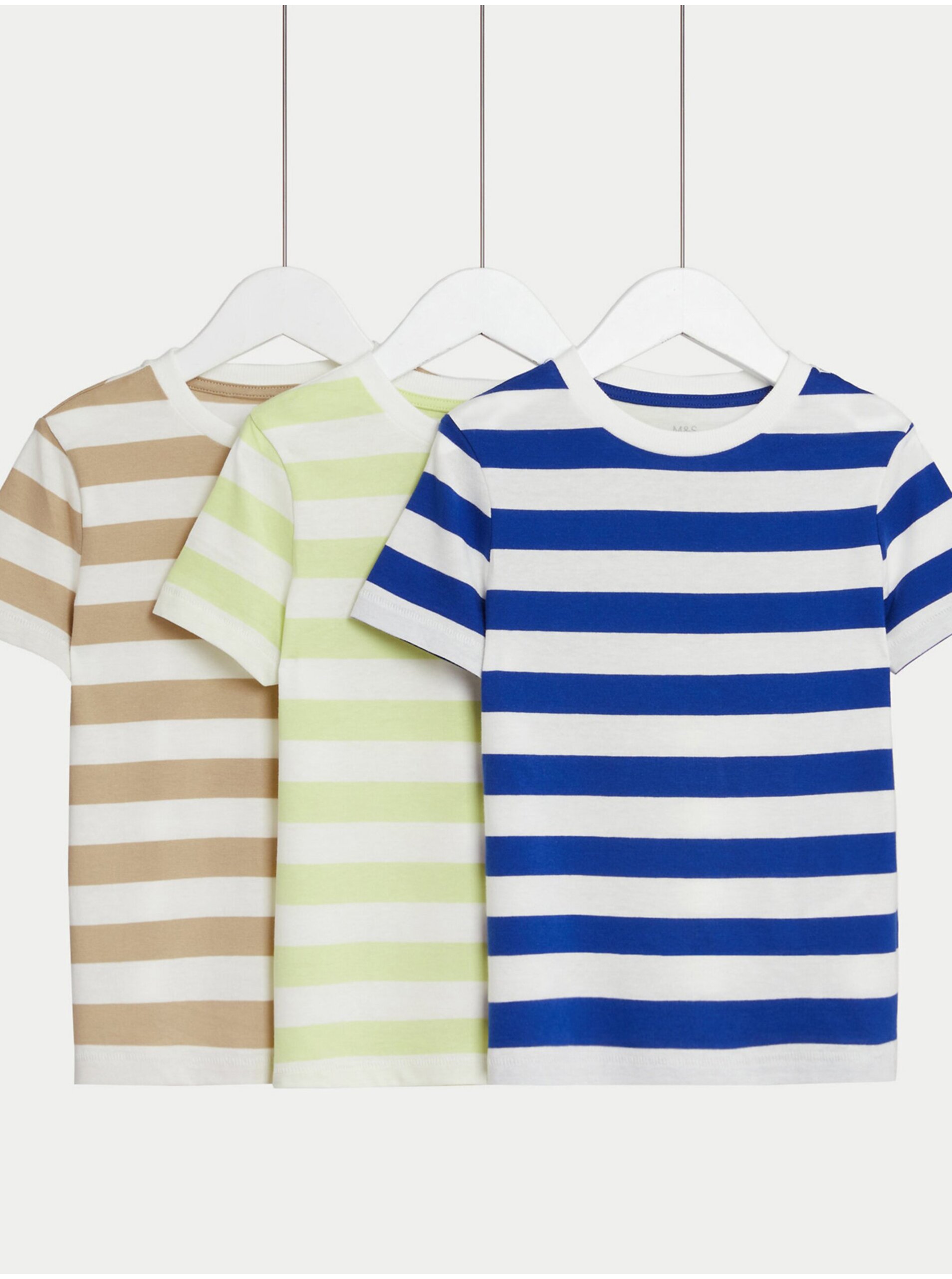 Lacno Súprava troch pruhovaných chlapčenských tričiek Marks & Spencer