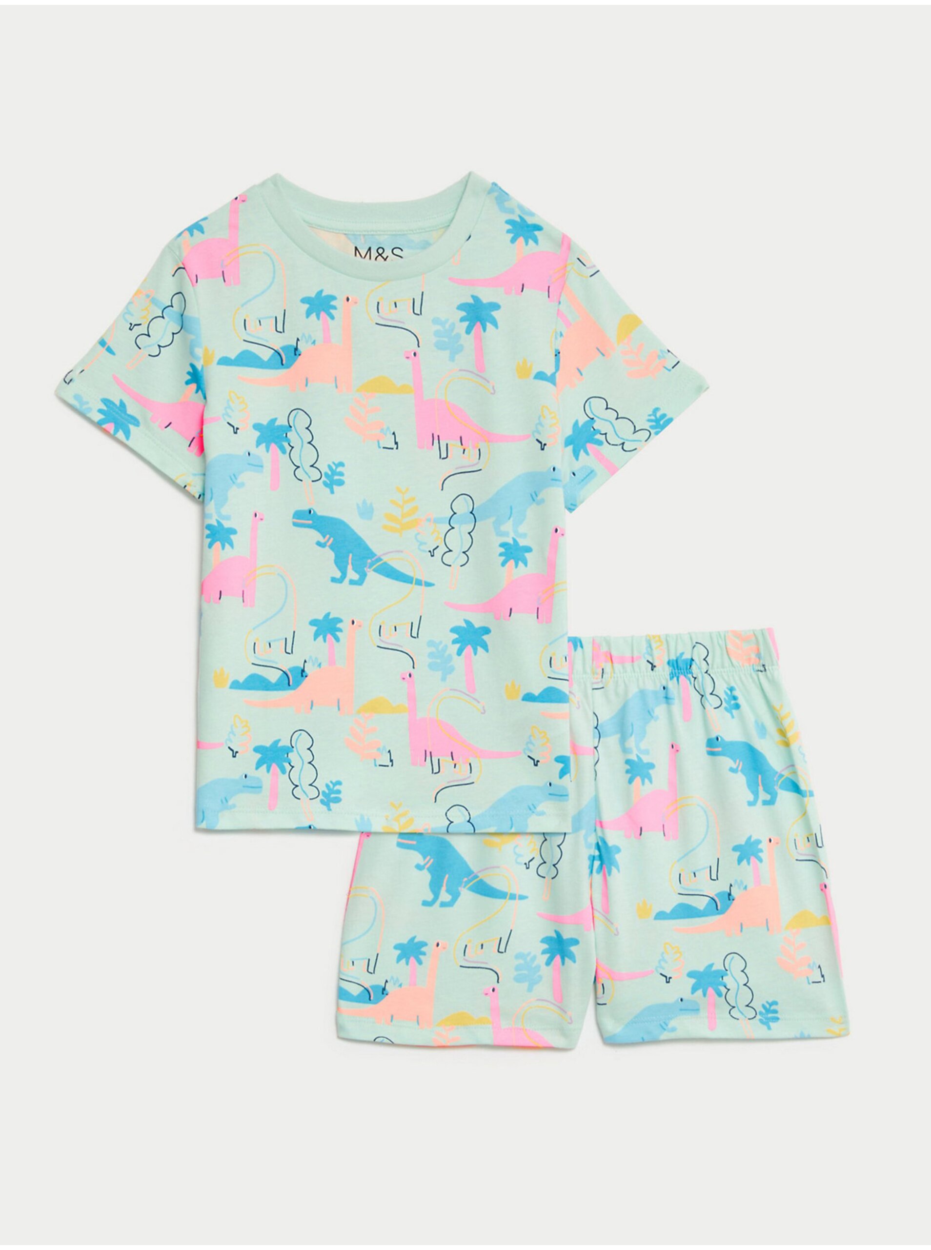 Lacno Modré dievčenské pyžamo s motivom dinosaura Marks & Spencer