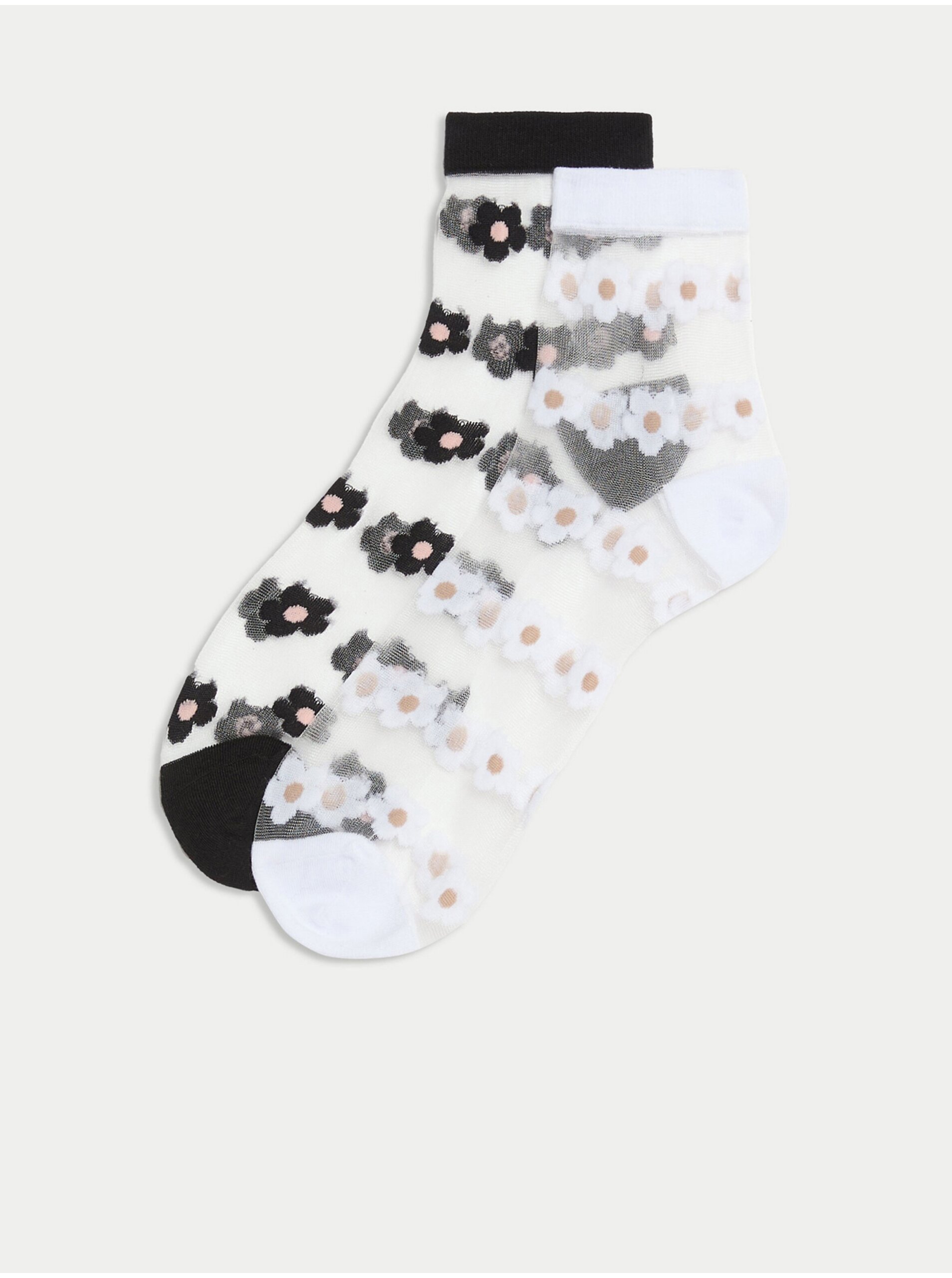 Levně Sada dvou párů průsvitných kotníkových ponožek s motivem sedmikrásek Marks & Spencer