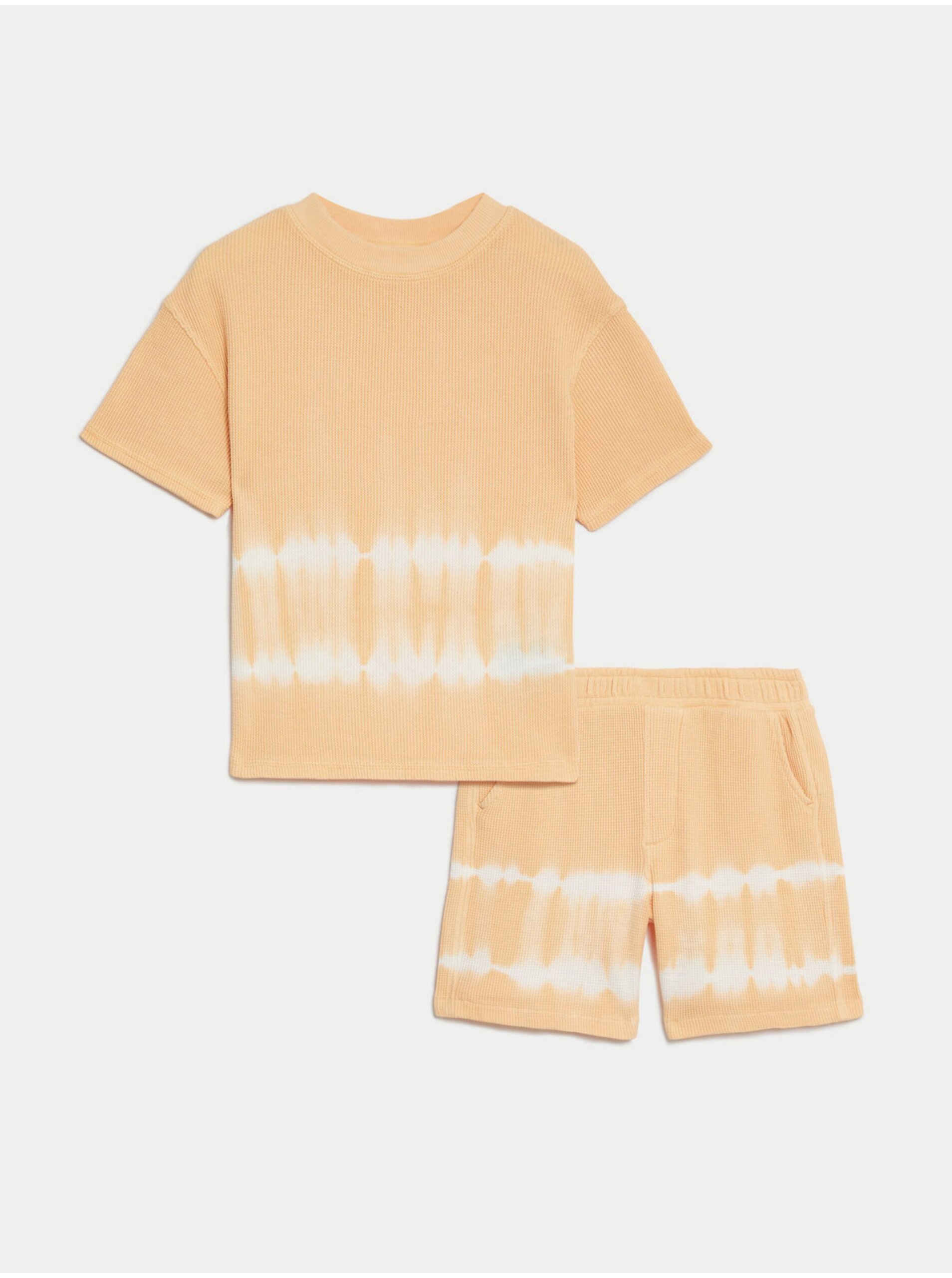 Levně Sada klučičího trička a kraťas v oranžové barvě Marks & Spencer