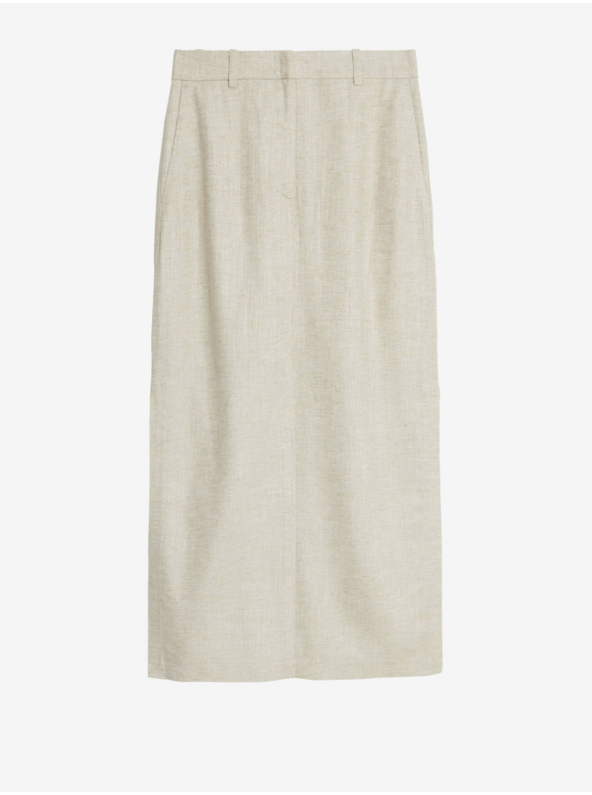 Levně Krémová dámská maxi sukně s rozparkem po straně Marks & Spencer