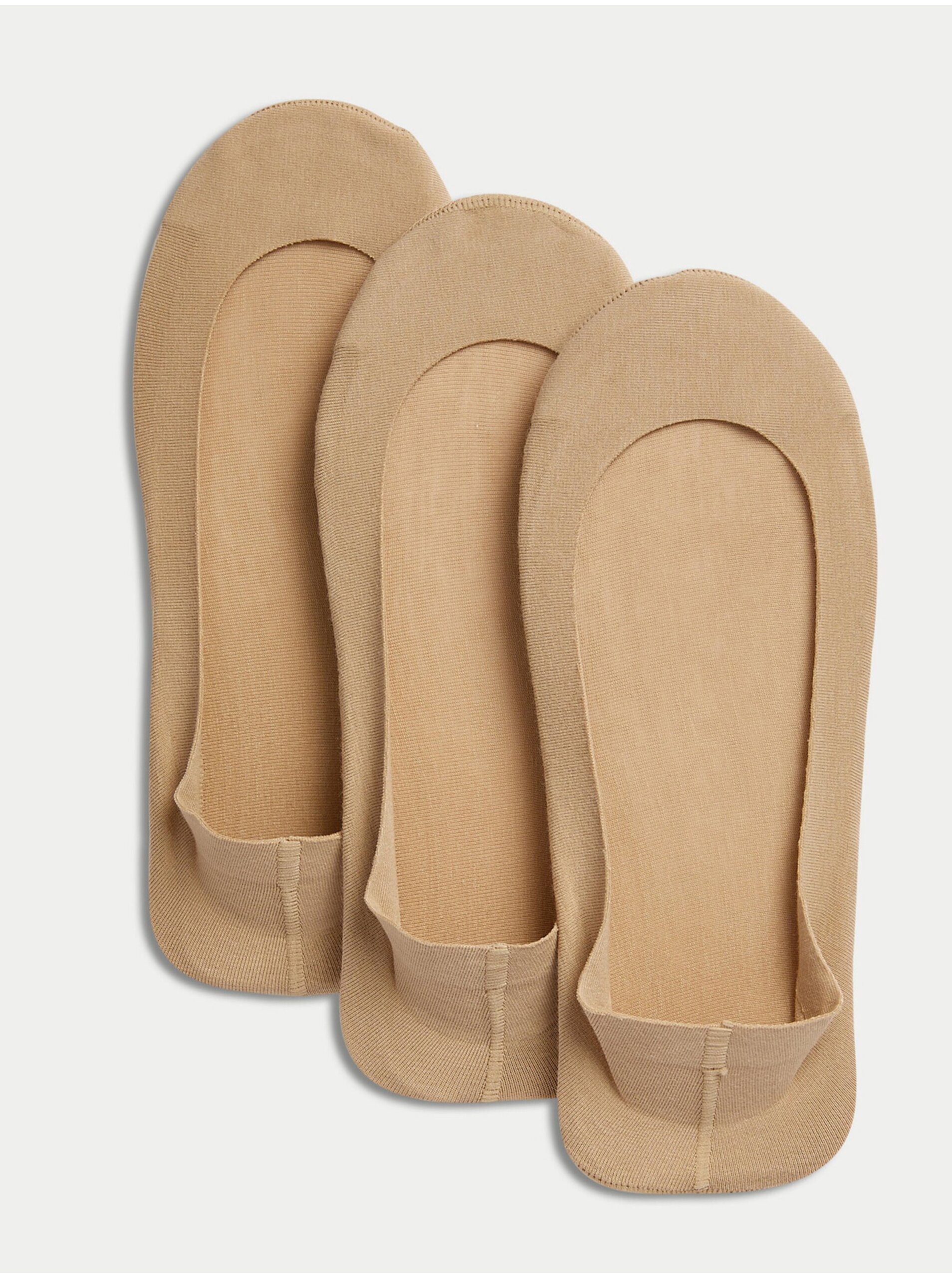 Levně Sada tří párů dámských ponožek v béžové barvě Marks & Spencer