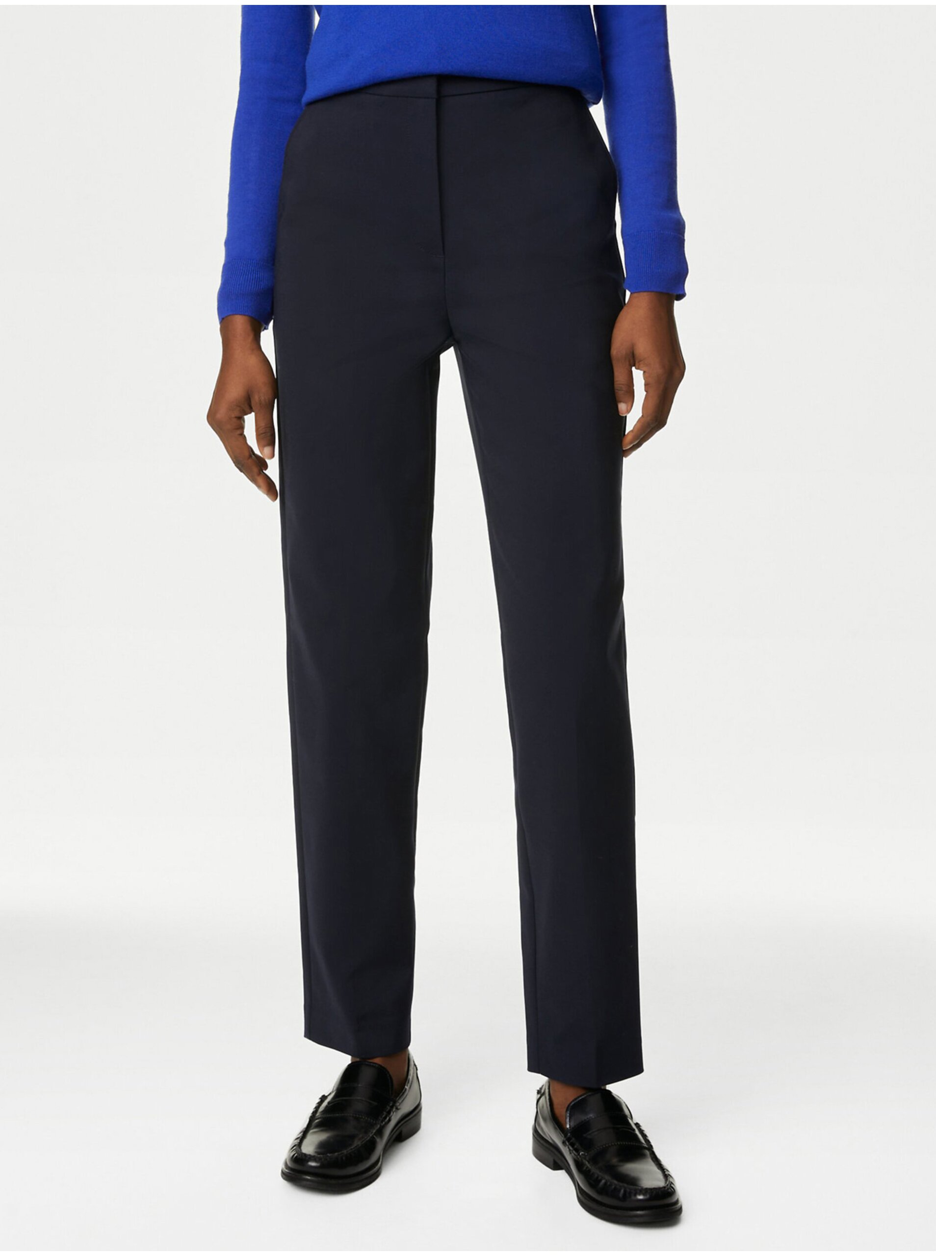 Levně Tmavě modré dámské zkrácené kalhoty Marks & Spencer