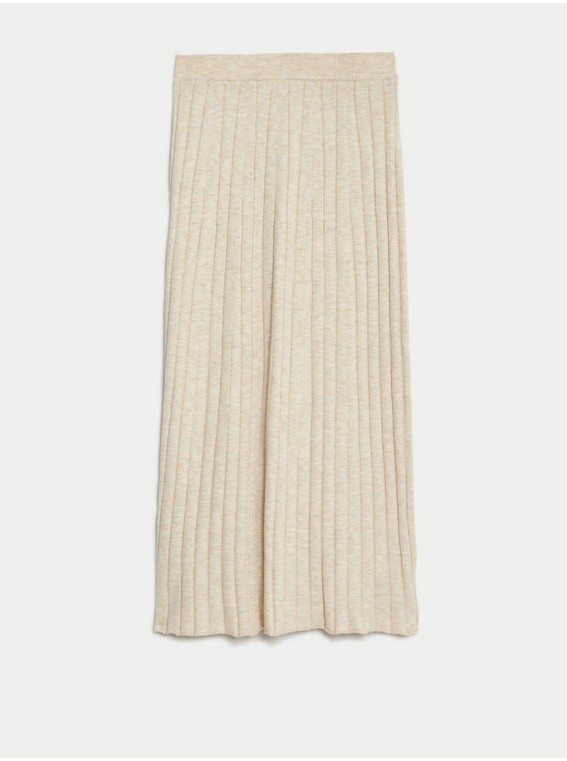 Lacno Béžová dámska pletená sukňa Marks & Spencer