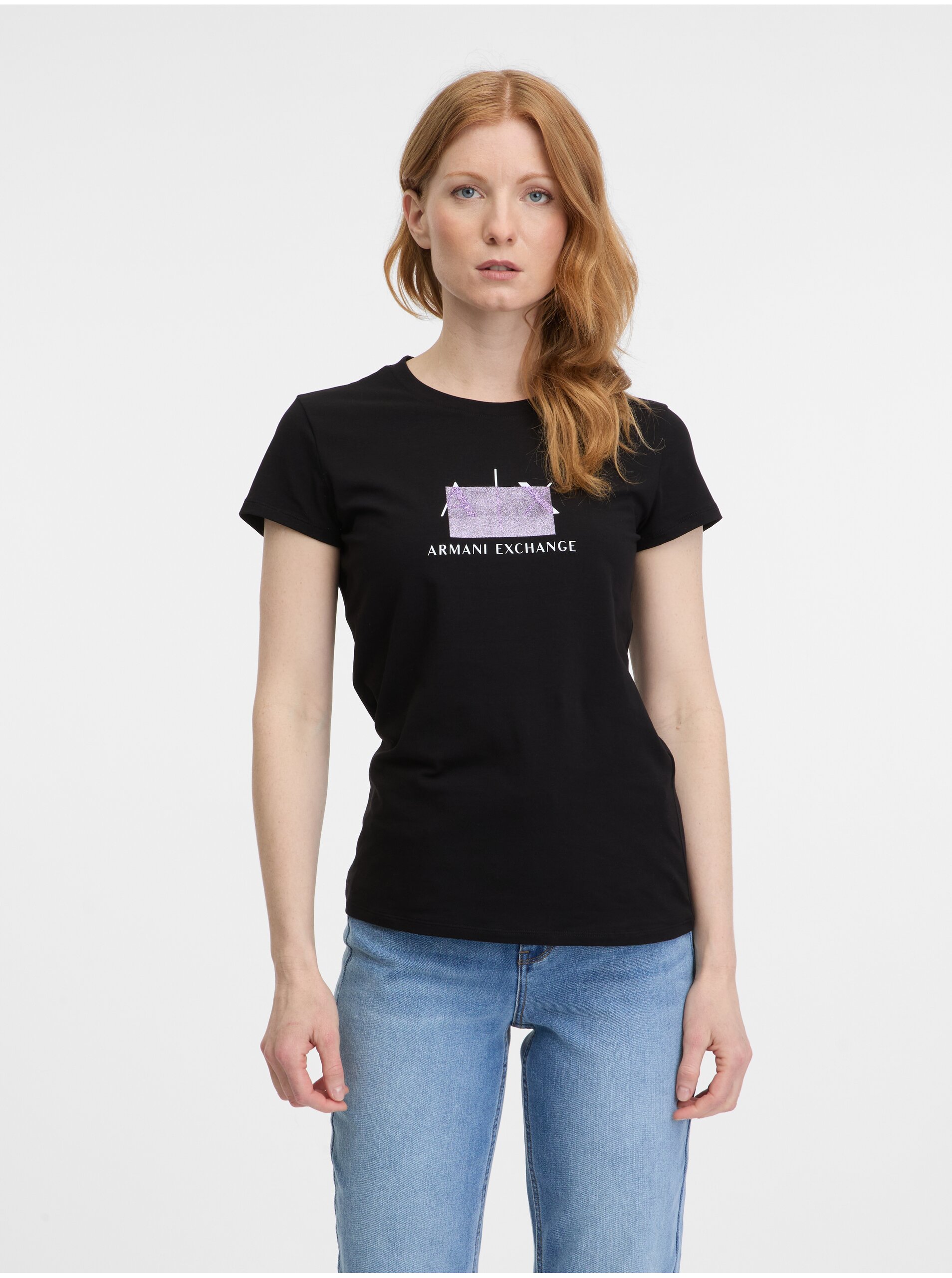 Levně Černé dámské tričko Armani Exchange