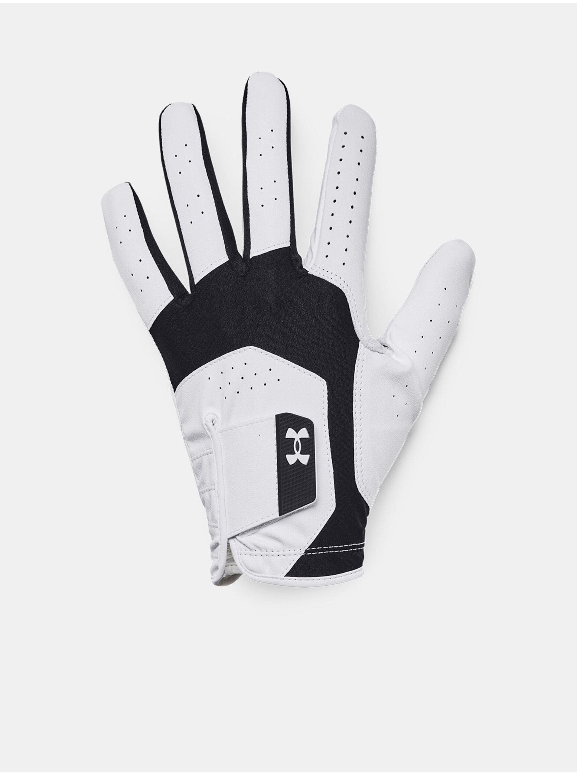 Lacno Bielo-čierne pánske športové rukavice Under Armour UA Iso-Chill Golf