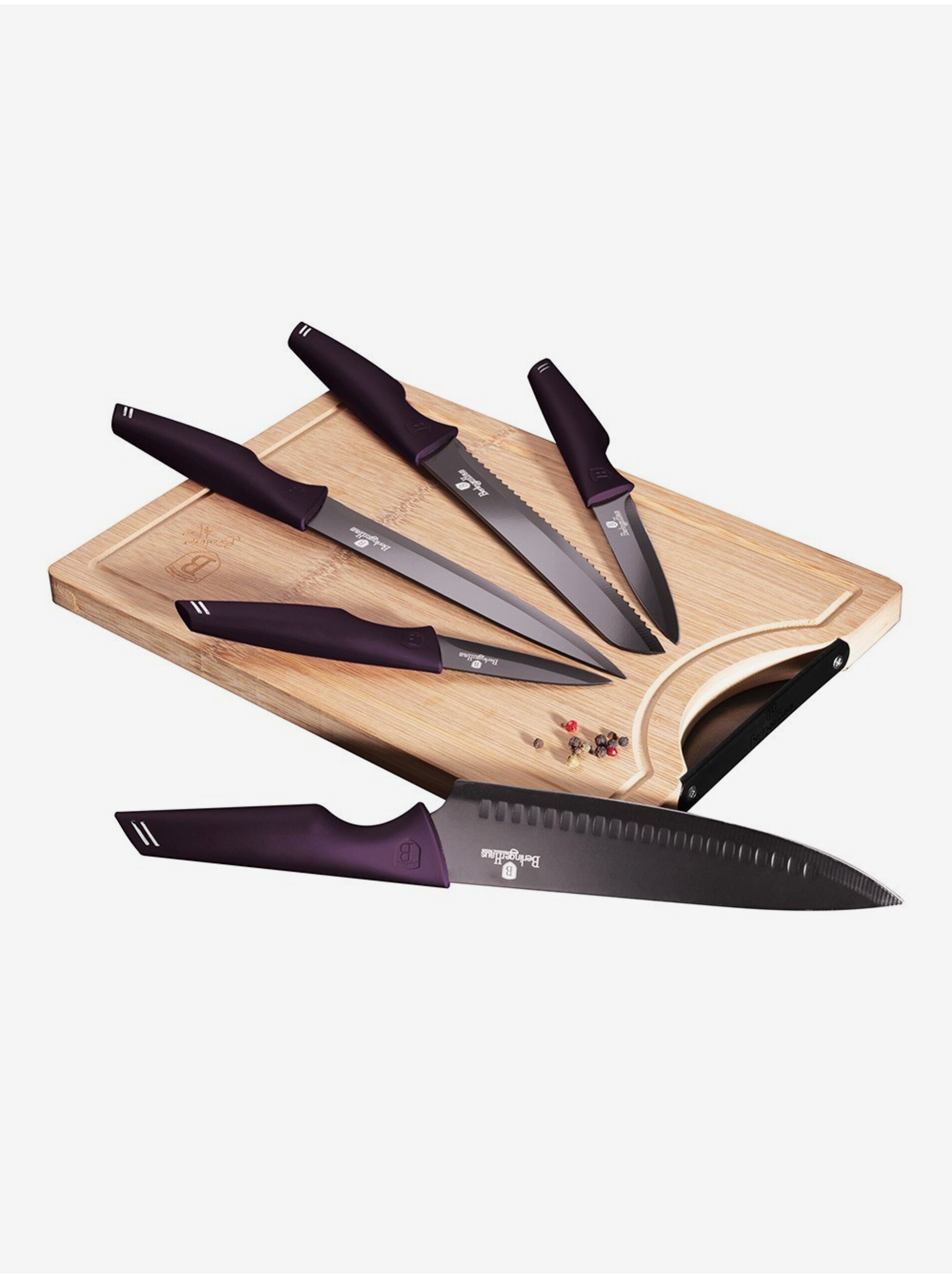 Lacno Sada nožov s nepriľnavým povrchom + doska BERLINGERHAUS Purple Eclipse Collection (6 ks)
