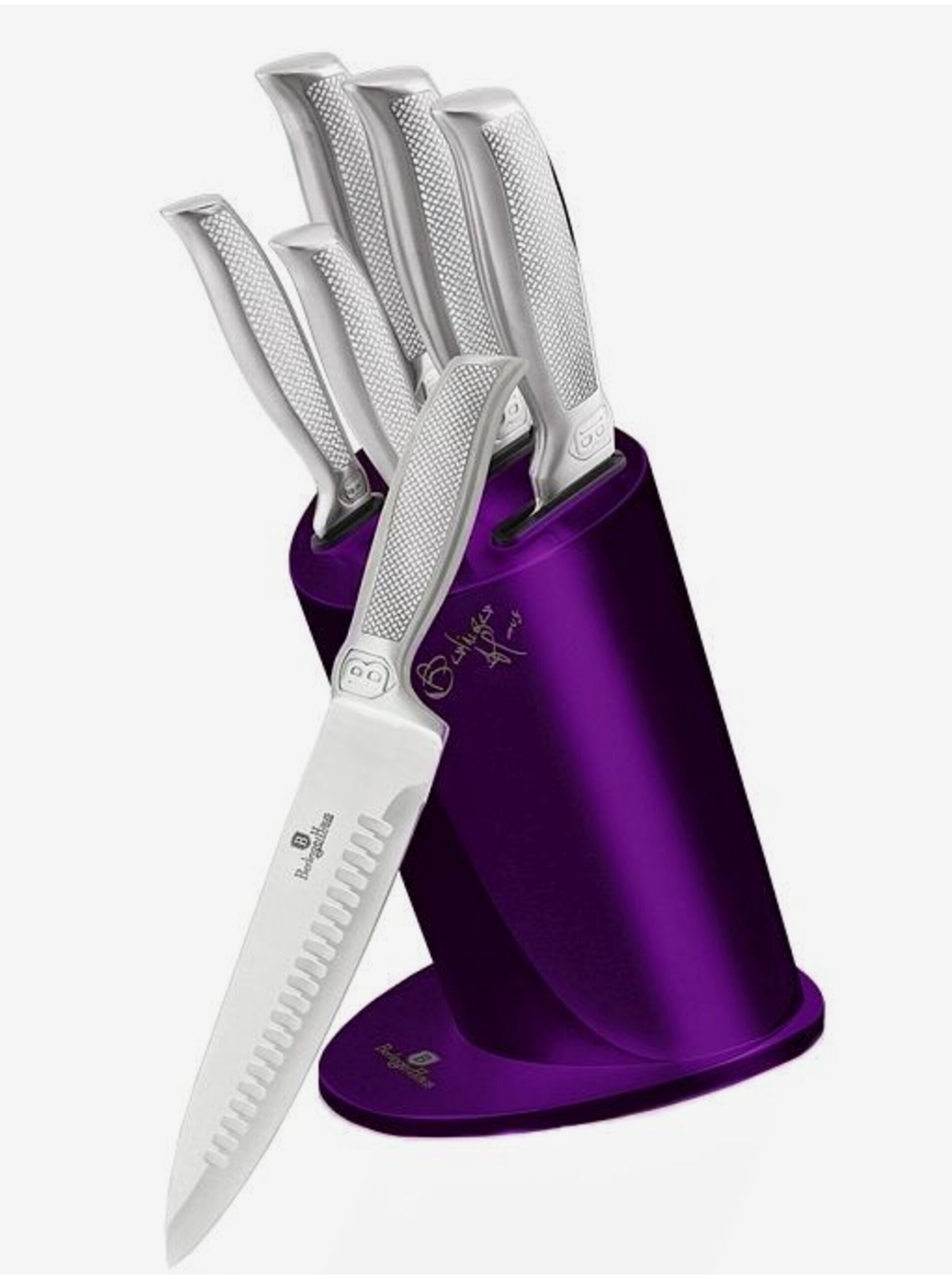 Levně Sada pěti nerezových nožů ve stojanu BERLINGERHAUS Royal Purple Metallic Line Kikoza Collection