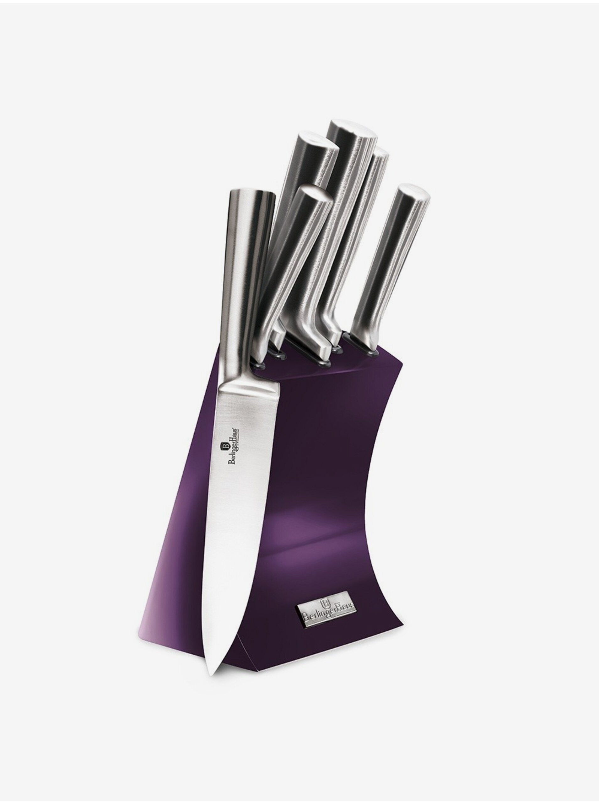 Levně Sada pěti nerezových nožů ve stojanu BERLINGERHAUS Royal Purple Metallic Line