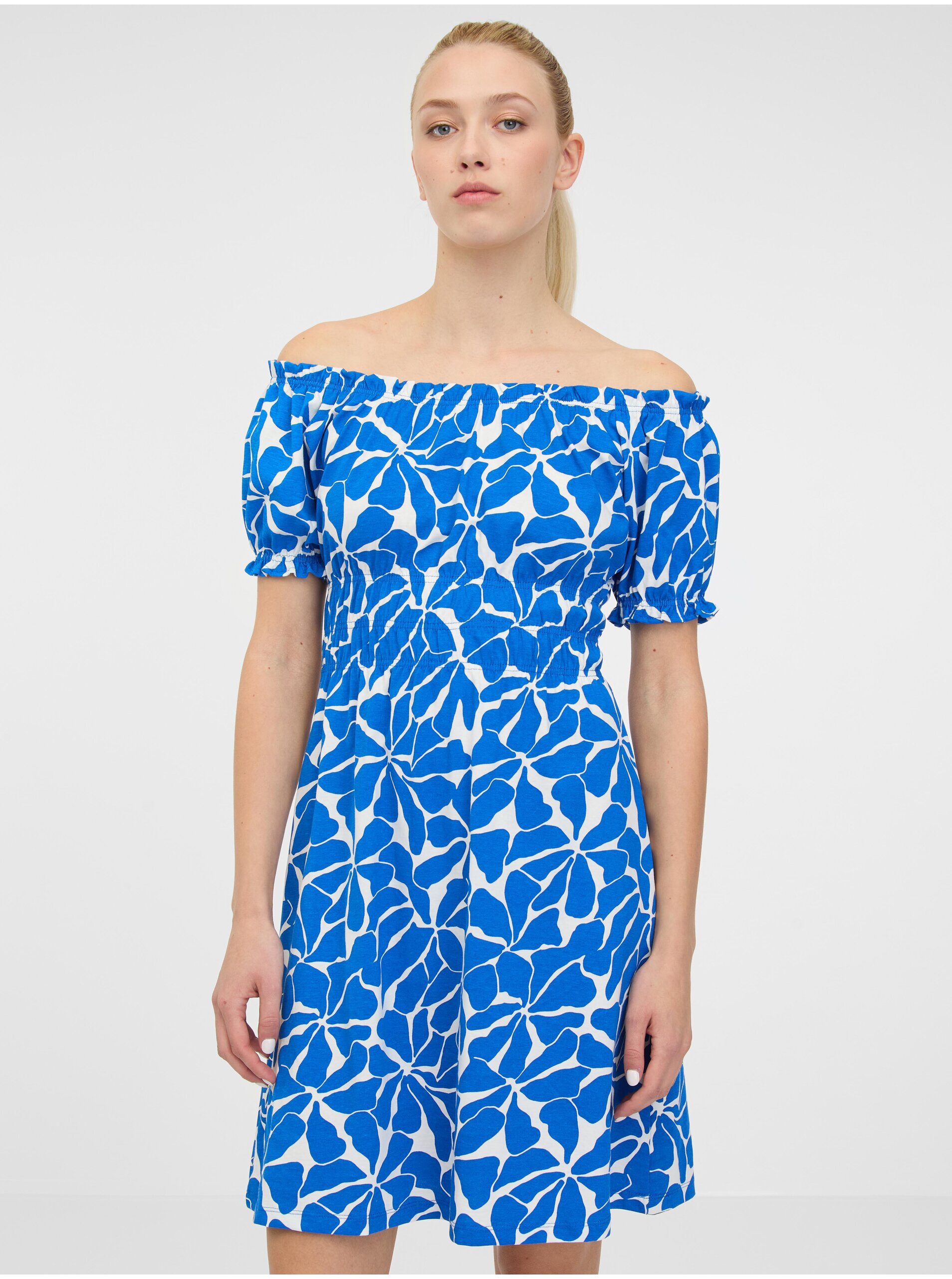 Levně Modré dámské vzorované šaty ORSAY