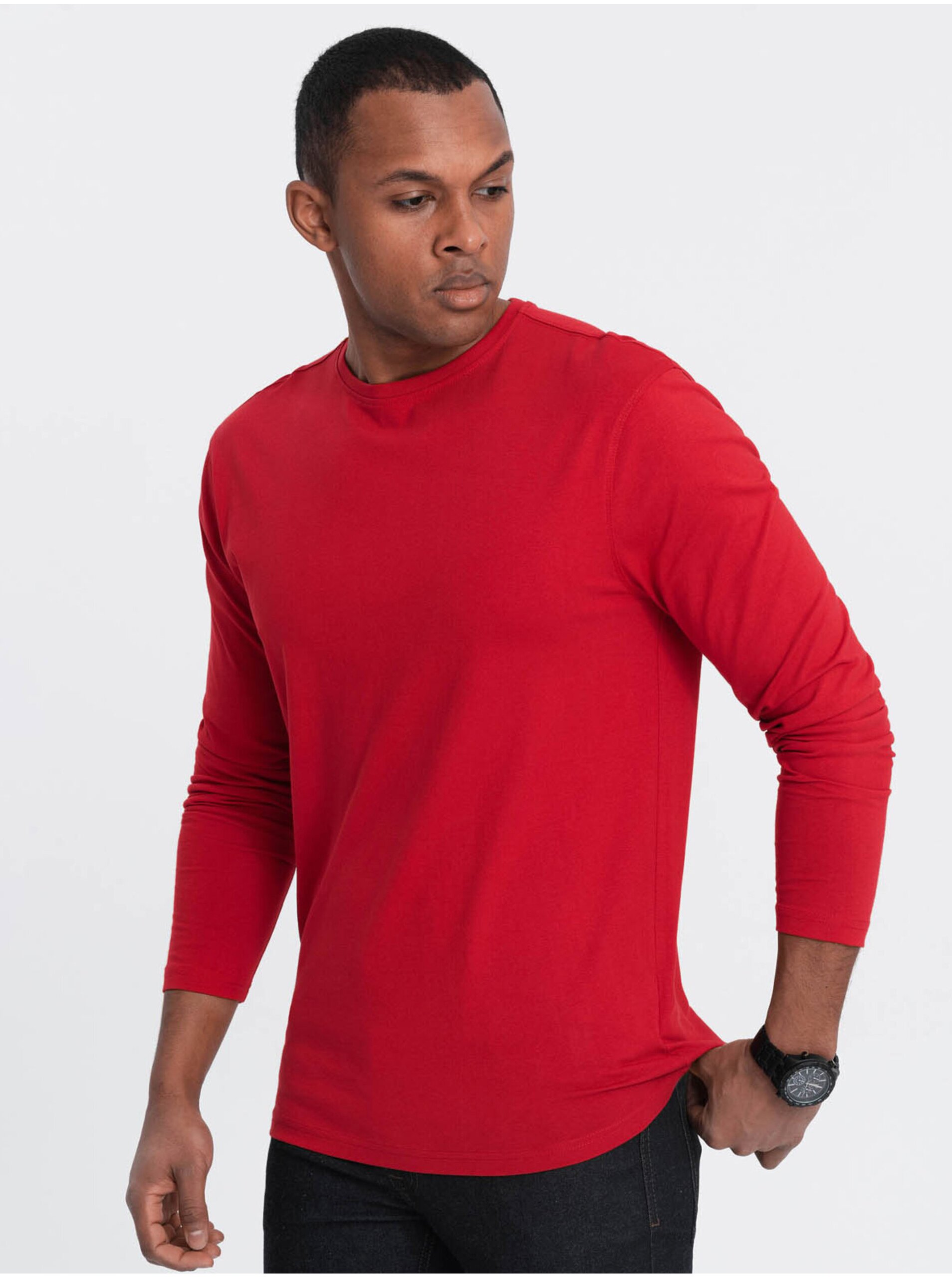 Levně Červené pánské basic tričko Ombre Clothing