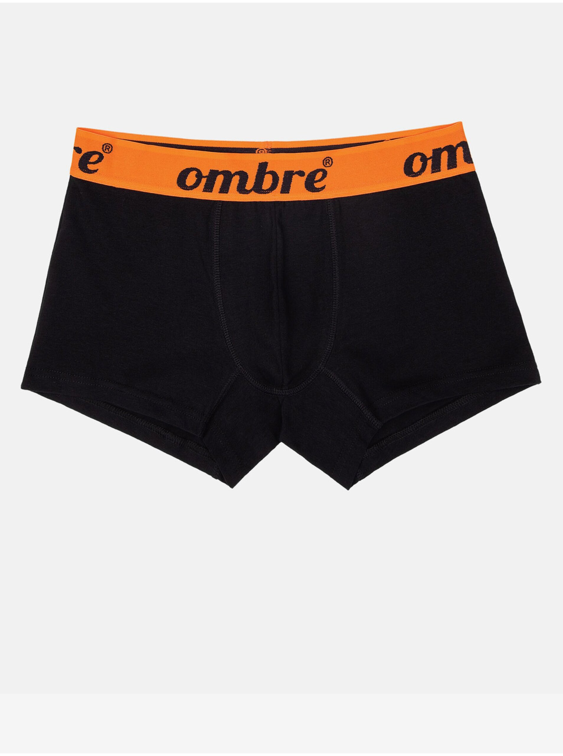 Levně Oranžovo-černé pánské boxerky Ombre Clothing