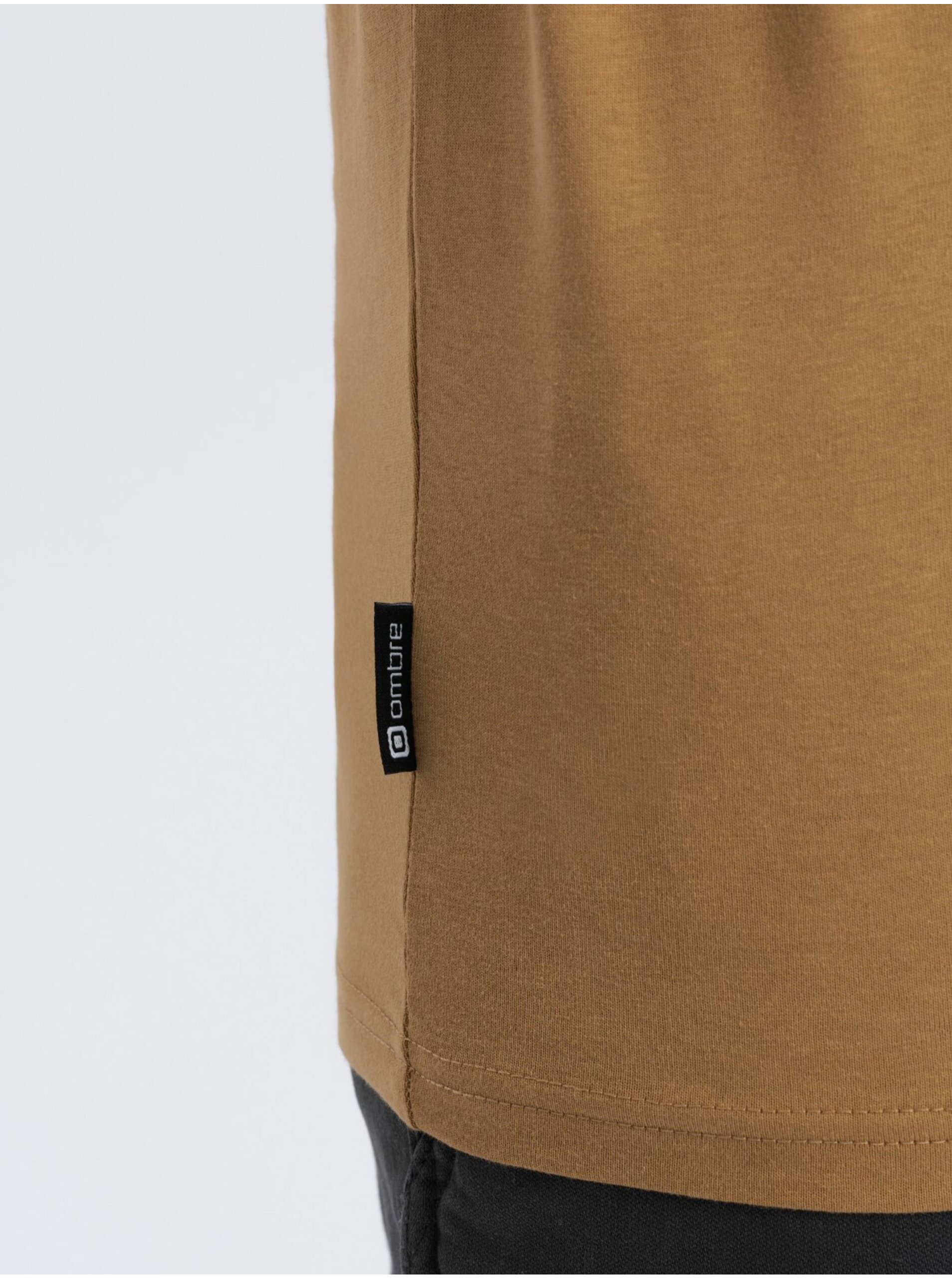 Hořčicové pánské basic tričko Ombre Clothing