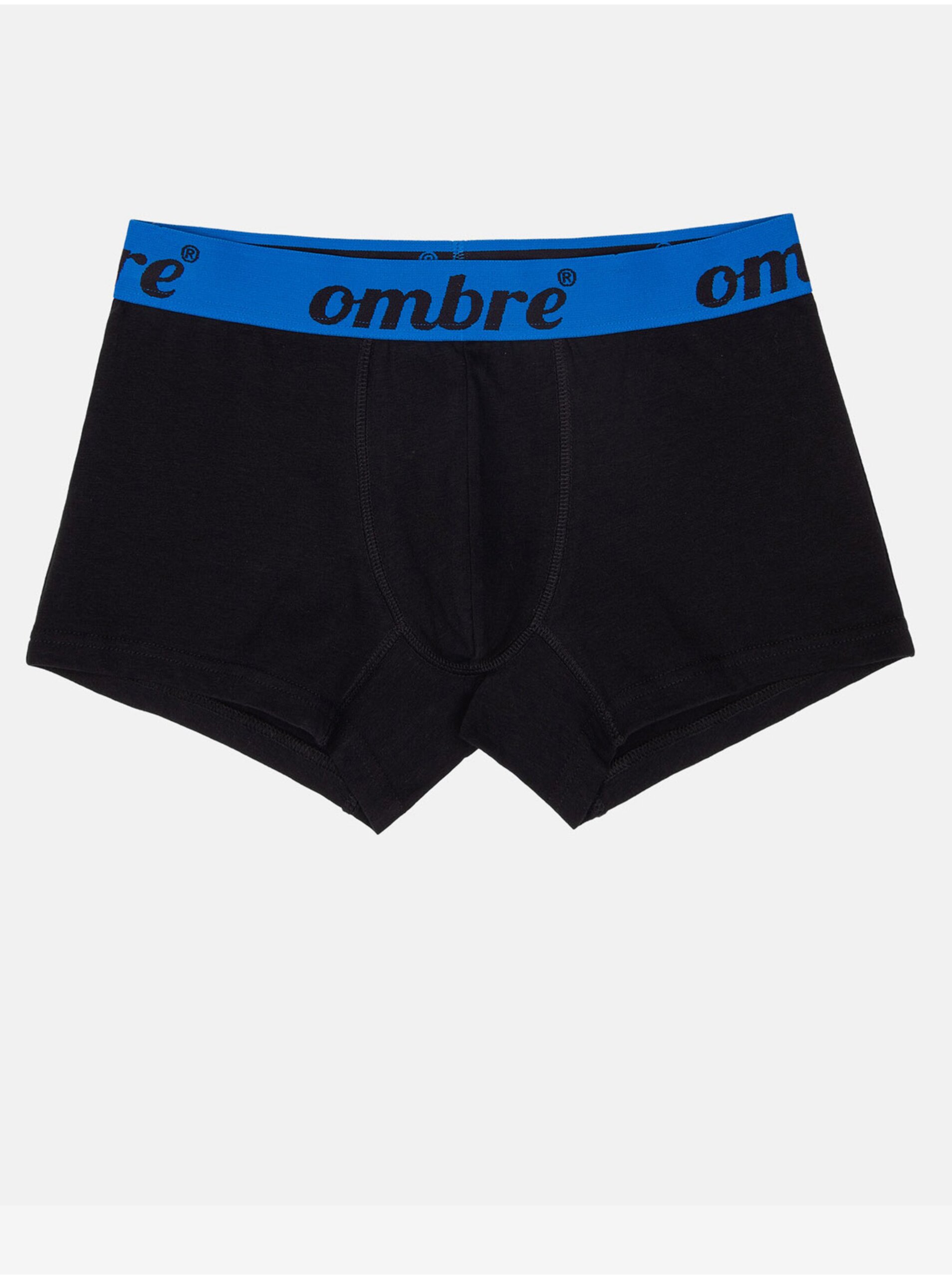 Levně Modro-černé pánské boxerky Ombre Clothing